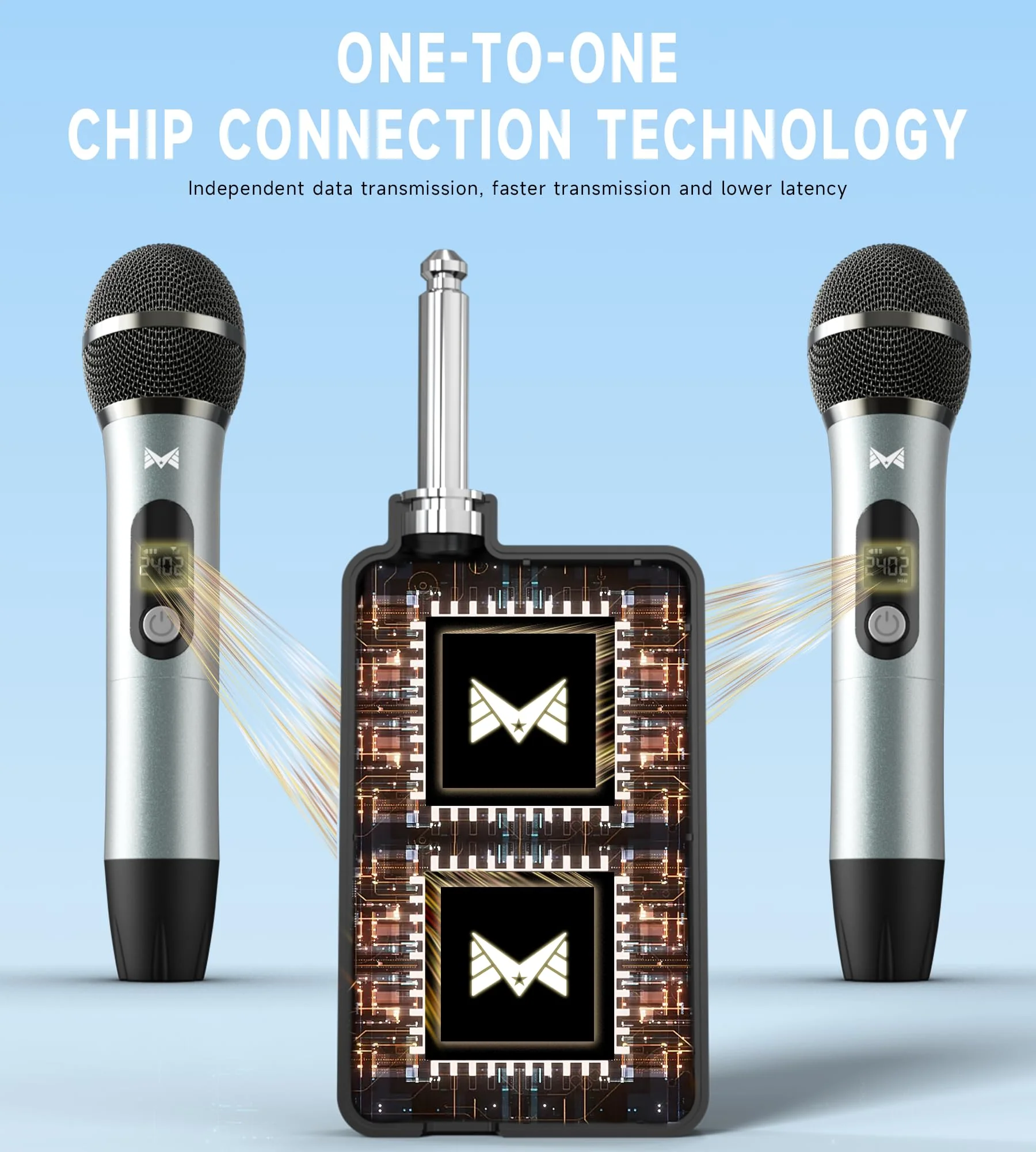 Wireless Microphones, Wireless Microphone with One-To-One Chip Connection, Volume Control, 200-Foot Receiving Distance, All-Metal Tube Microphone, Suitable for Video Recording, Family Gatherings - Image 2