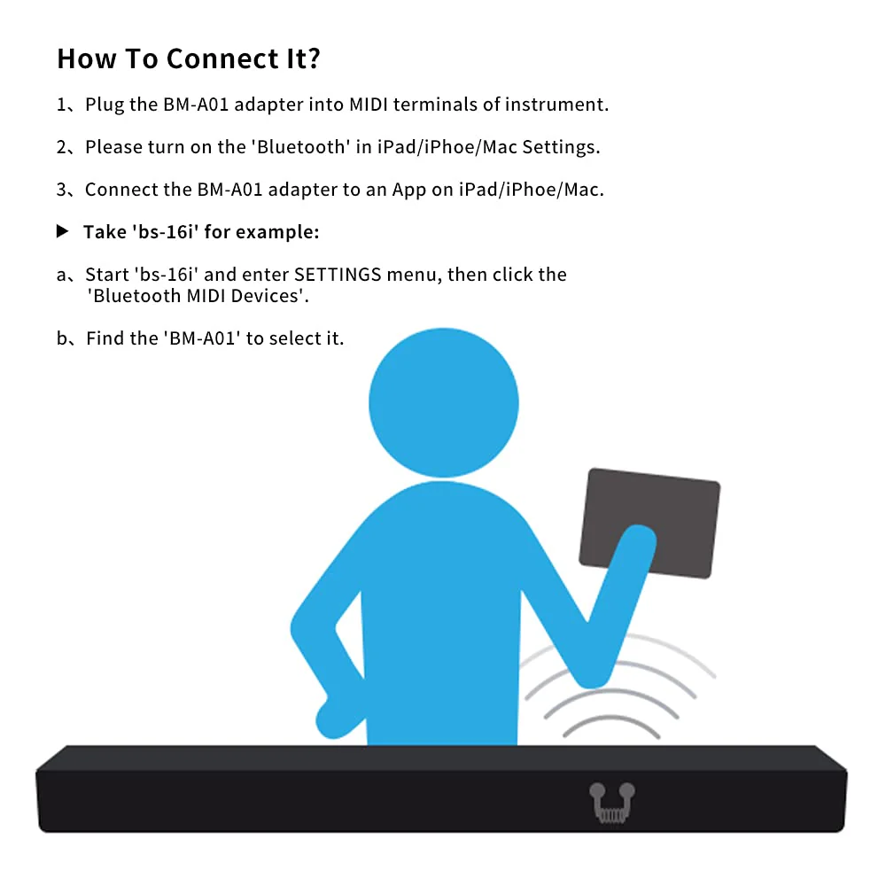 Wireless Midi Bluetooth Adapter for Digital Instrument Connecting with iOS Device - Image 4
