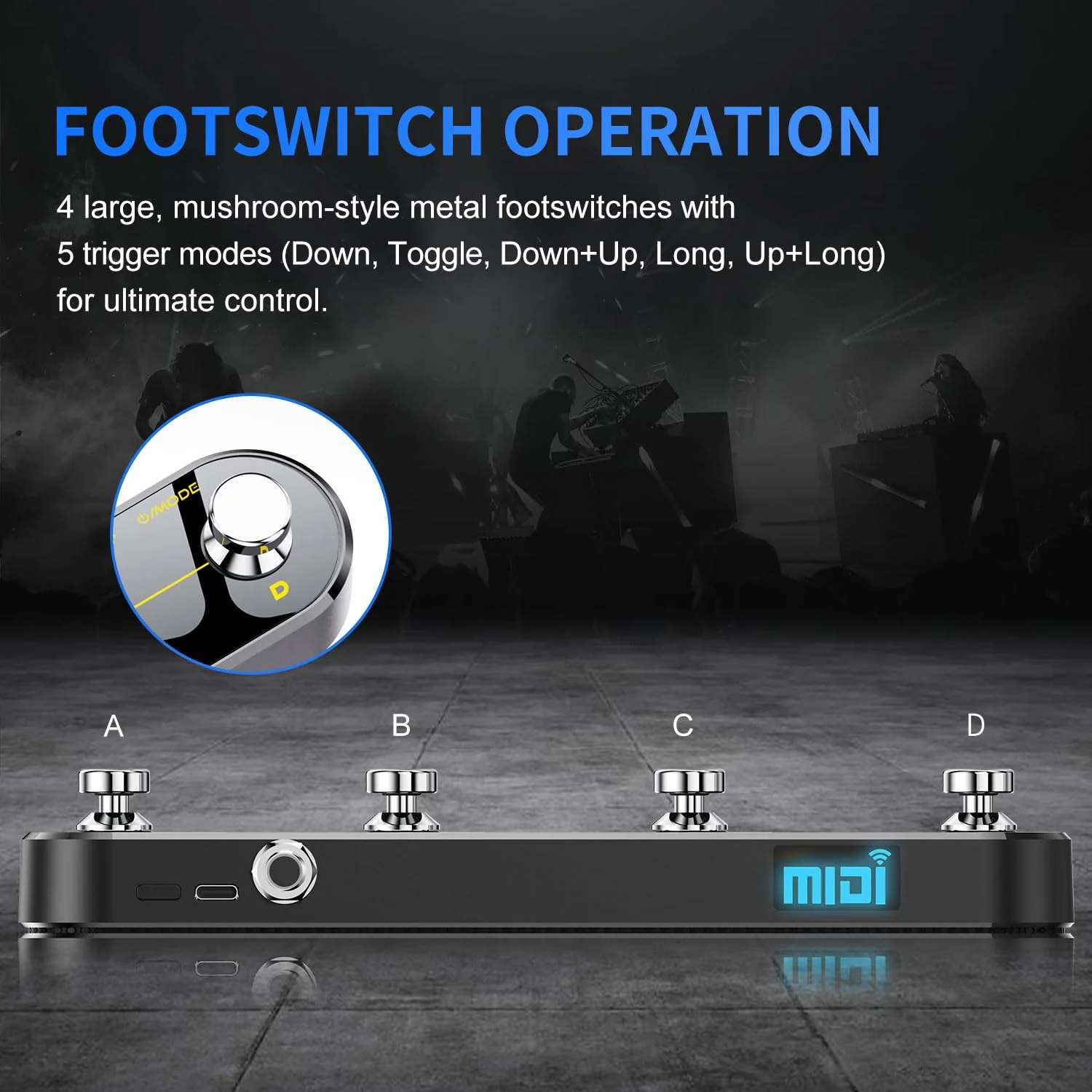 Wireless MIDI Foot Controller Pedal with Mate MIDI Receiver, 4 Customizable Footswitches, Expression Pedal, Bluetooth & USB MIDI, PC App Programmable, 5 Modes - Works with DAWs, Synths, FX Units - Image 5
