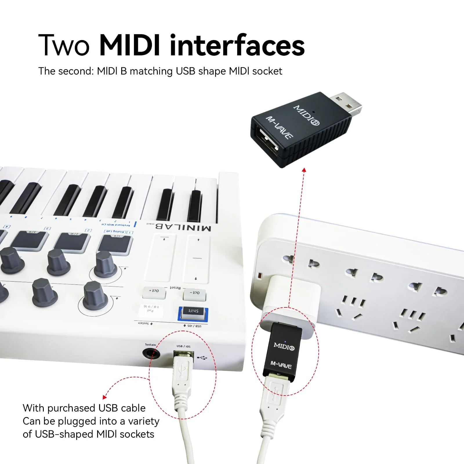 Wireless MIDI Interface, USB Bluetooth Option for MIDI Controller Mac, iOS, Windows, MIDI Transmission System Ultra Low Latency, 5-PIN DIN Interface Wireless MIDI Synthesizer Keytar Digital Piano - Image 5