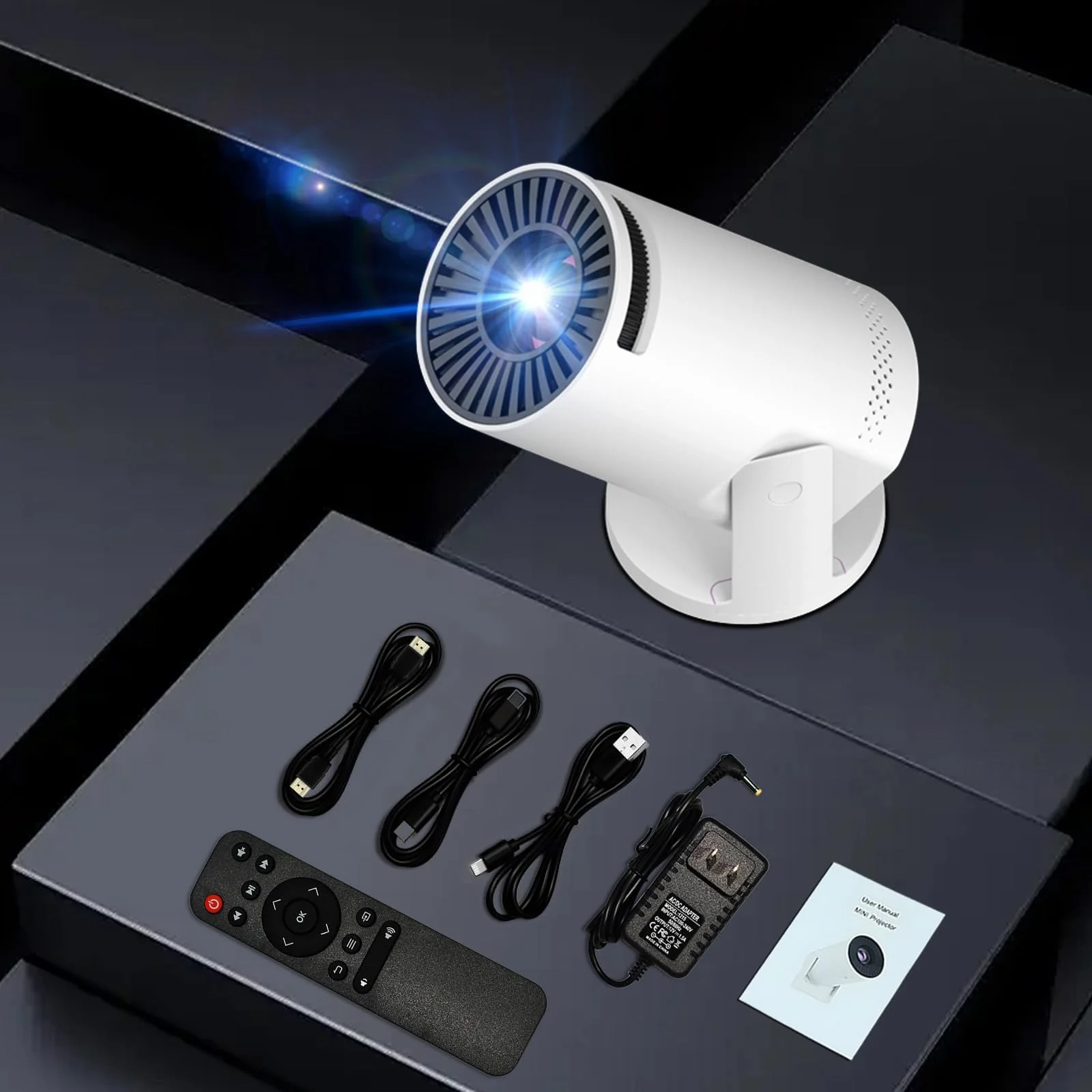 Wireless Mini Projector with WIFI 6 and Bluetooth, 4K 1080P Support Portable Projector 180° Rotatable. 17"-130" Screen Video Projector. Compatible for Smartphone, Laptop, PC(Q5 mate) Q5 mate - Image 2