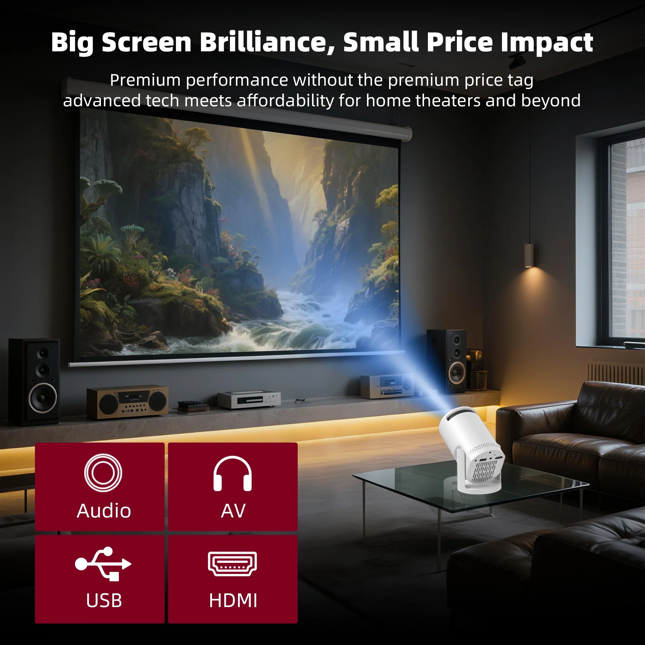 Wireless Mini Projector with WIFI 6 and Bluetooth, 4K 1080P Support Portable Projector 180° Rotatable. 17"-130" Screen Video Projector. Compatible for Smartphone, Laptop, PC(Q5 mate) Q5 mate - Image 4