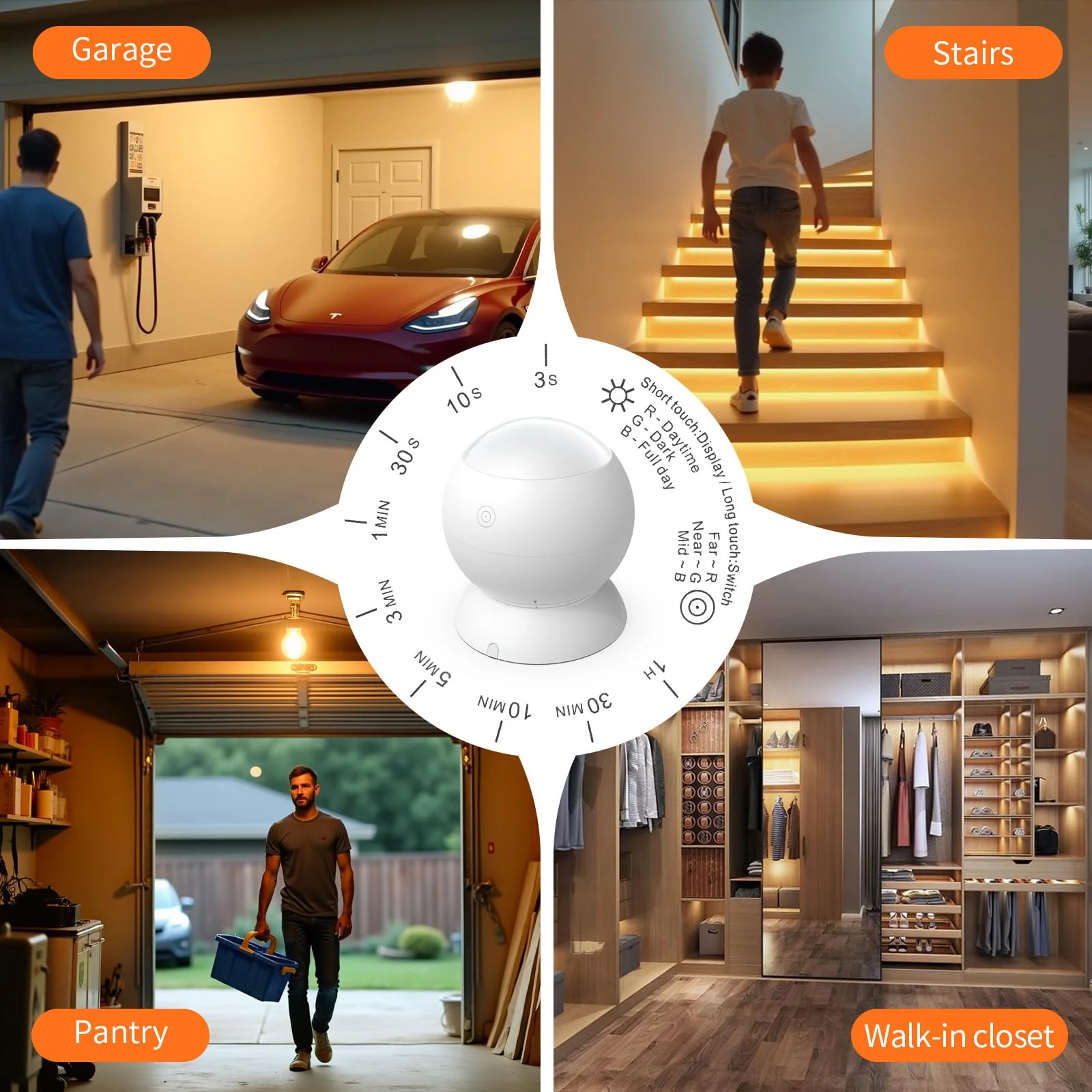 Wireless Motion Sensor Light Switch with Built-in Timer Settings, PIR Motion Sensor Plug Outlet with 3 Adjustable Ranges, Auto On/Off, Ideal for Garage & Storage Room, Compatible with All Light Bulbs 1 Pack(New) - Image 2