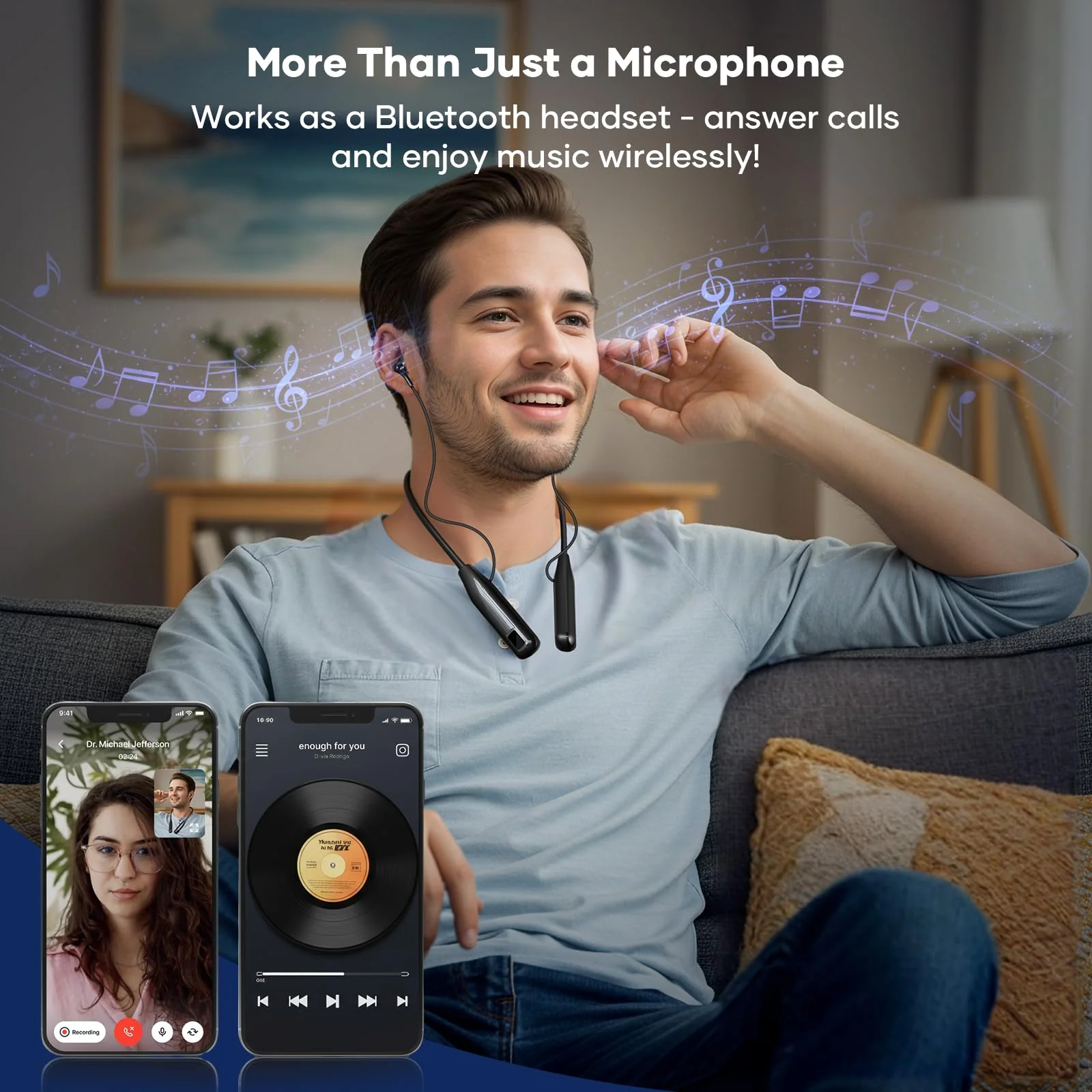Wireless Neckband Microphone Headset Kit with in-Ear Monitor, Remote Audio Mixer, Bluetooth Music, Voice Changer, All-in-One for Streaming & Podcasting, Compatible with iPhone & Android - Image 8