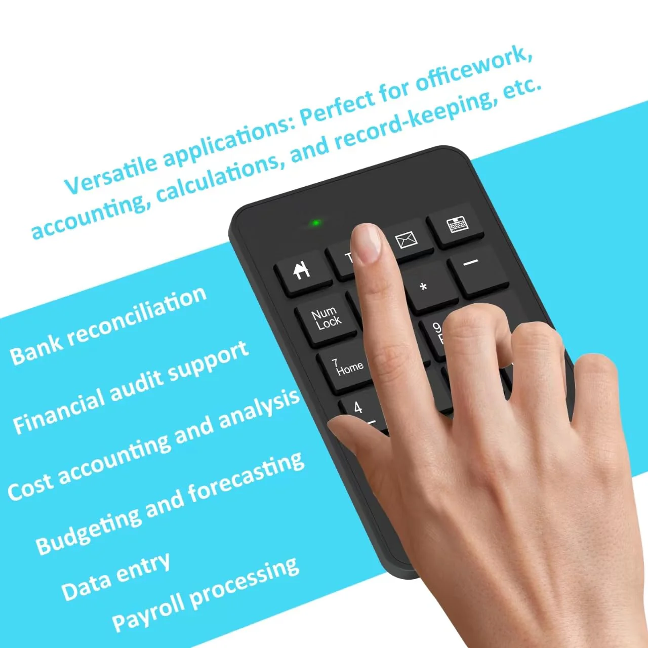 Wireless Number Pad with Battery, Enhanced Efficiency with 23 Keys Numeric Keypad Upgraded Version of 10 key USB Keyboard Financial Accounting Numpad for Laptop, PC, Notebook, Desktop,Surface Pro 2.4GWireless - Image 4