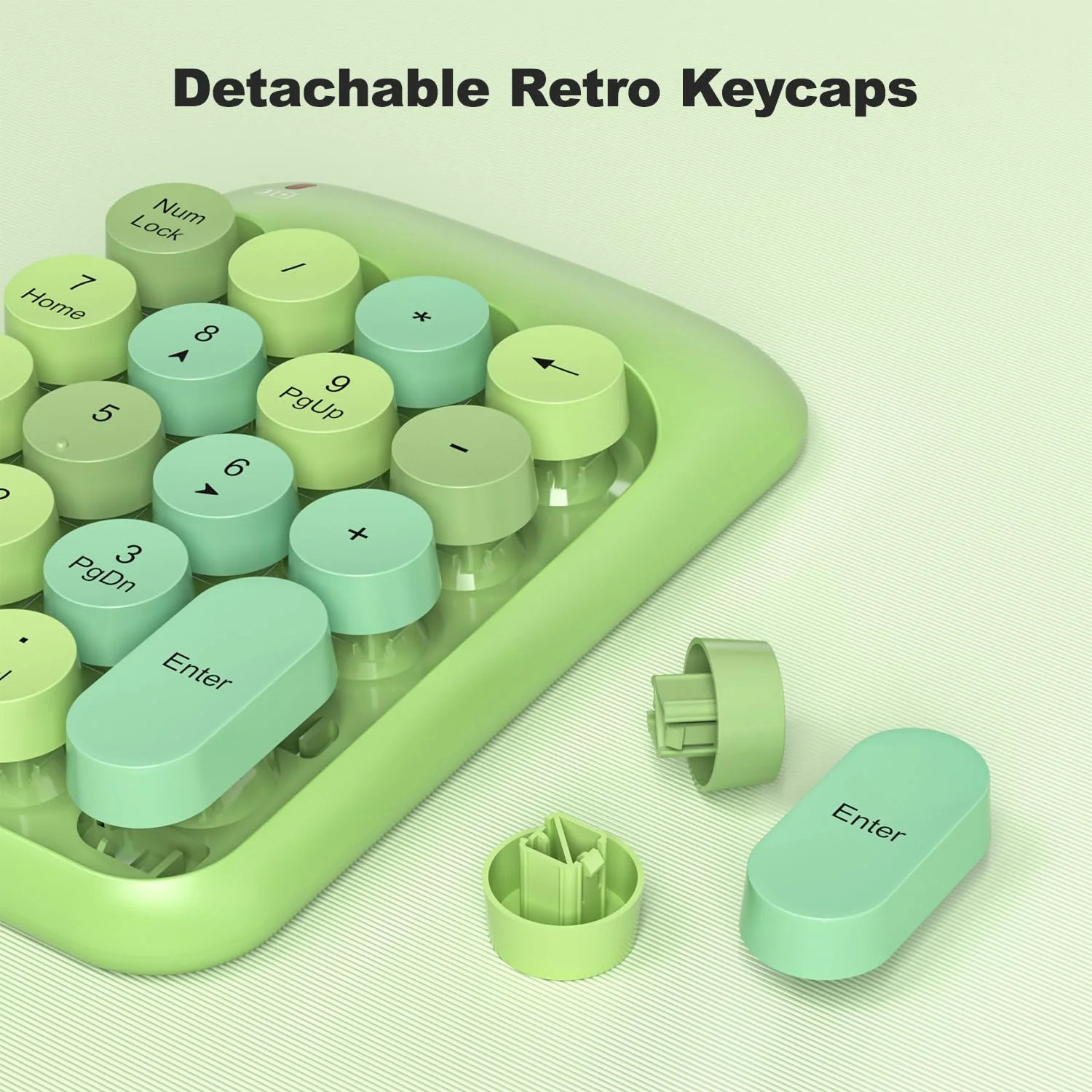 Wireless Number Pads, Cute Colorful Numeric Keypad Numpad Portable 2.4 GHz Financial Accounting Number Keyboard Extensions, 18 Key Number Numpad for Laptop Desktop, PC (Green) Milk Tea - Image 5