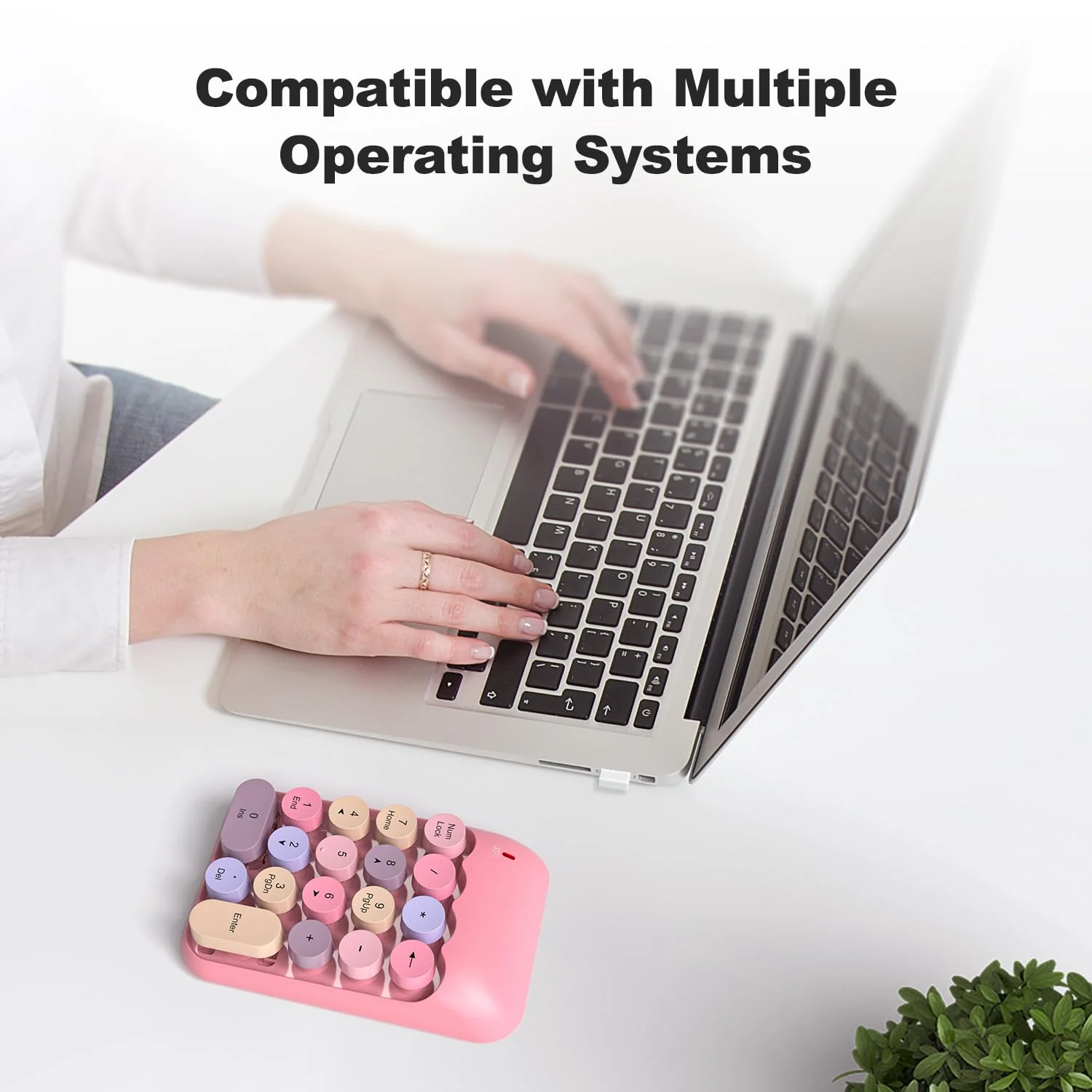Wireless Number Pads, Cute Colorful Numeric Keypad Numpad Portable 2.4 GHz Financial Accounting Number Keyboard Extensions, 18 Key Number Numpad for Laptop Desktop, PC (Pink) Pink - Image 3