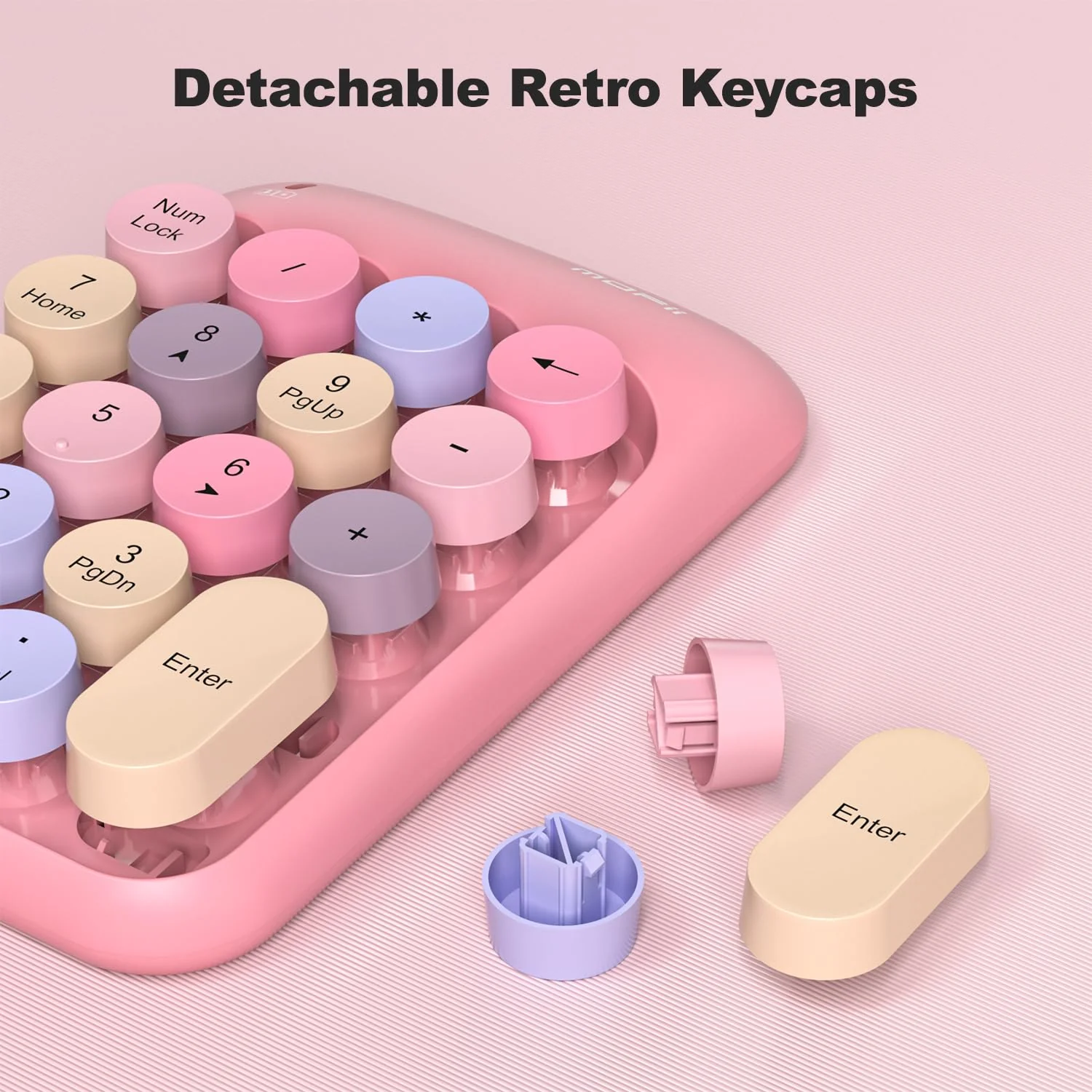 Wireless Number Pads, Cute Colorful Numeric Keypad Numpad Portable 2.4 GHz Financial Accounting Number Keyboard Extensions, 18 Key Number Numpad for Laptop Desktop, PC (Pink) Pink - Image 5