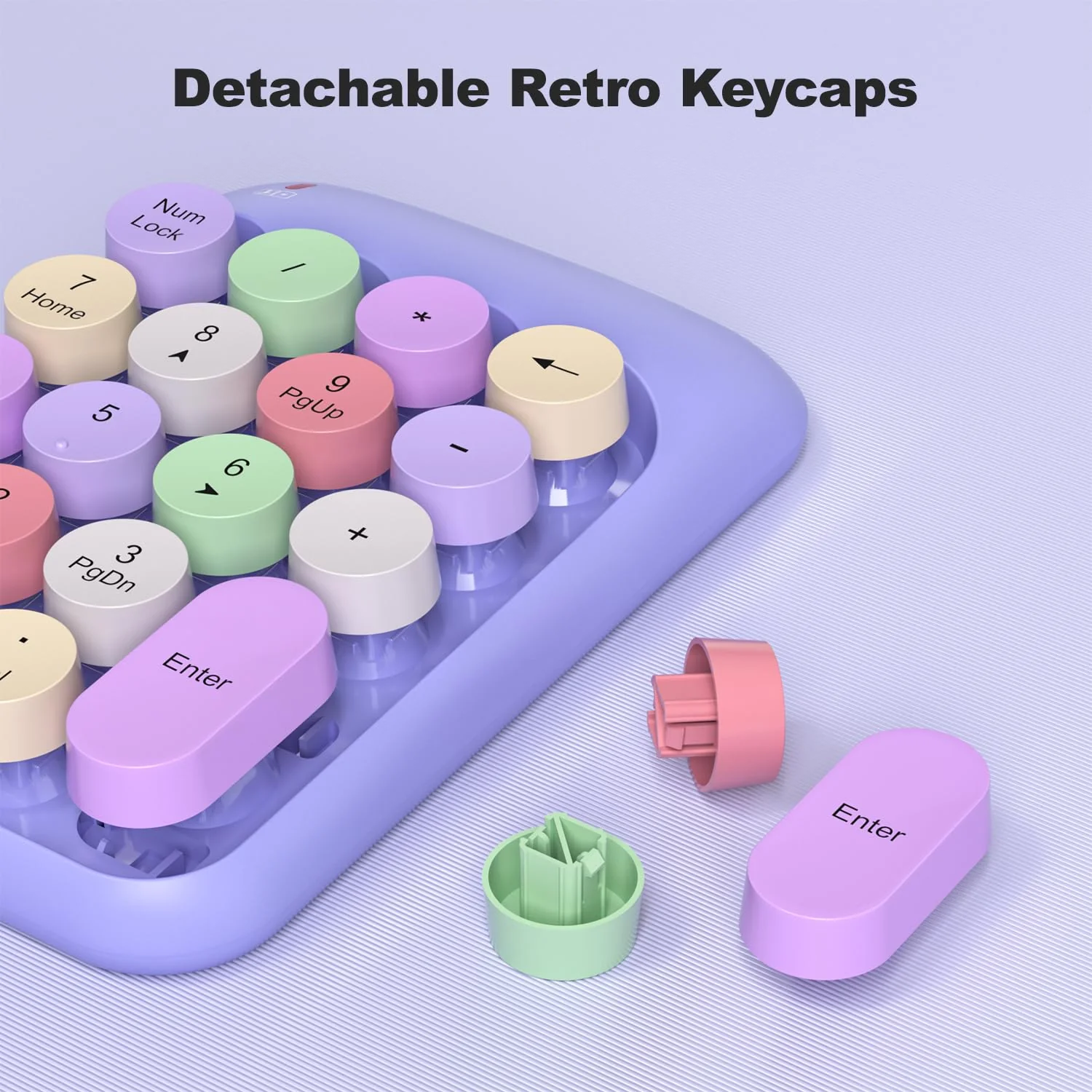 Wireless Number Pads, Cute Colorful Numeric Keypad Numpad Portable 2.4 GHz Financial Accounting Number Keyboard Extensions, 18 Key Number Numpad for Laptop Desktop, PC (Purple) Purple - Image 5