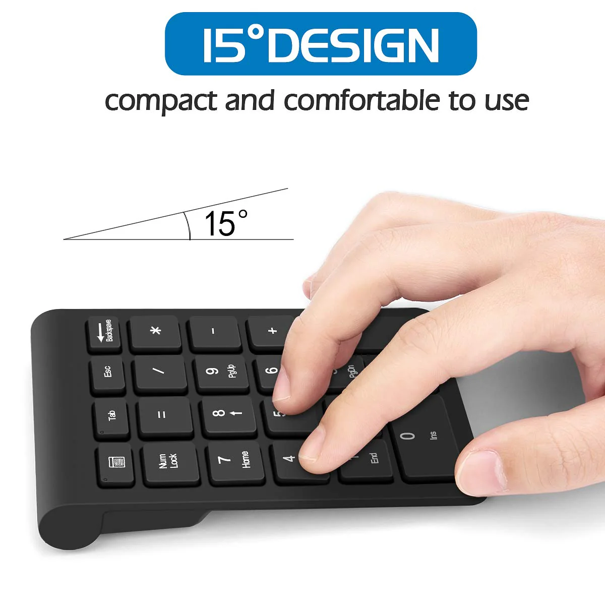 Wireless Number Pads, Numeric Keypad Numpad 22 Keys Portable 2.4 GHz Financial Accounting Number Keyboard Extensions 10 Key for Laptop, PC, Desktop, Surface Pro, Notebook - Image 2