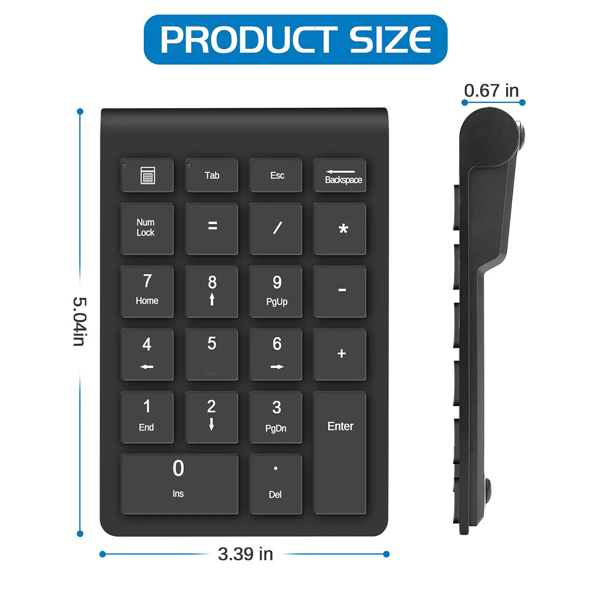 Wireless Number Pads, Numeric Keypad Numpad 22 Keys Portable 2.4 GHz Financial Accounting Number Keyboard Extensions 10 Key for Laptop, PC, Desktop, Surface Pro, Notebook - Image 3