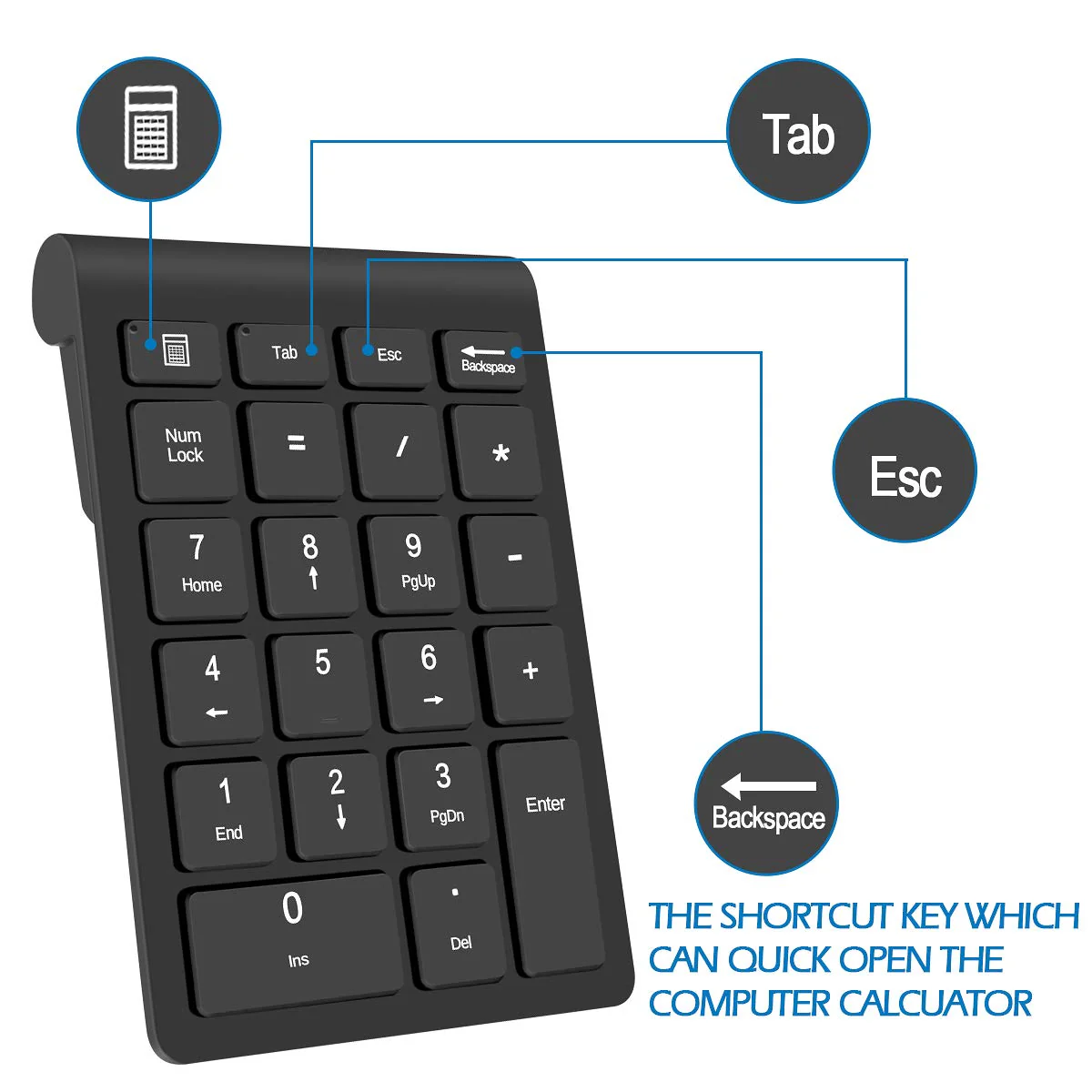 Wireless Number Pads, Numeric Keypad Numpad 22 Keys Portable 2.4 GHz Financial Accounting Number Keyboard Extensions 10 Key for Laptop, PC, Desktop, Surface Pro, Notebook - Image 6