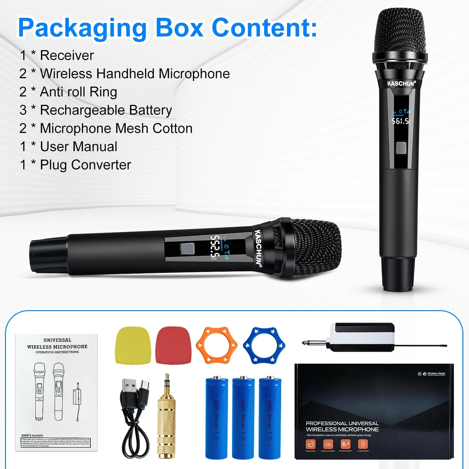 Wireless Rechargeable Metal Handheld UHF Karaoke Microphone, 160Ft Range, 2 Mics, 1 Receiver, 6-8Hrs Battery Life - Image 6