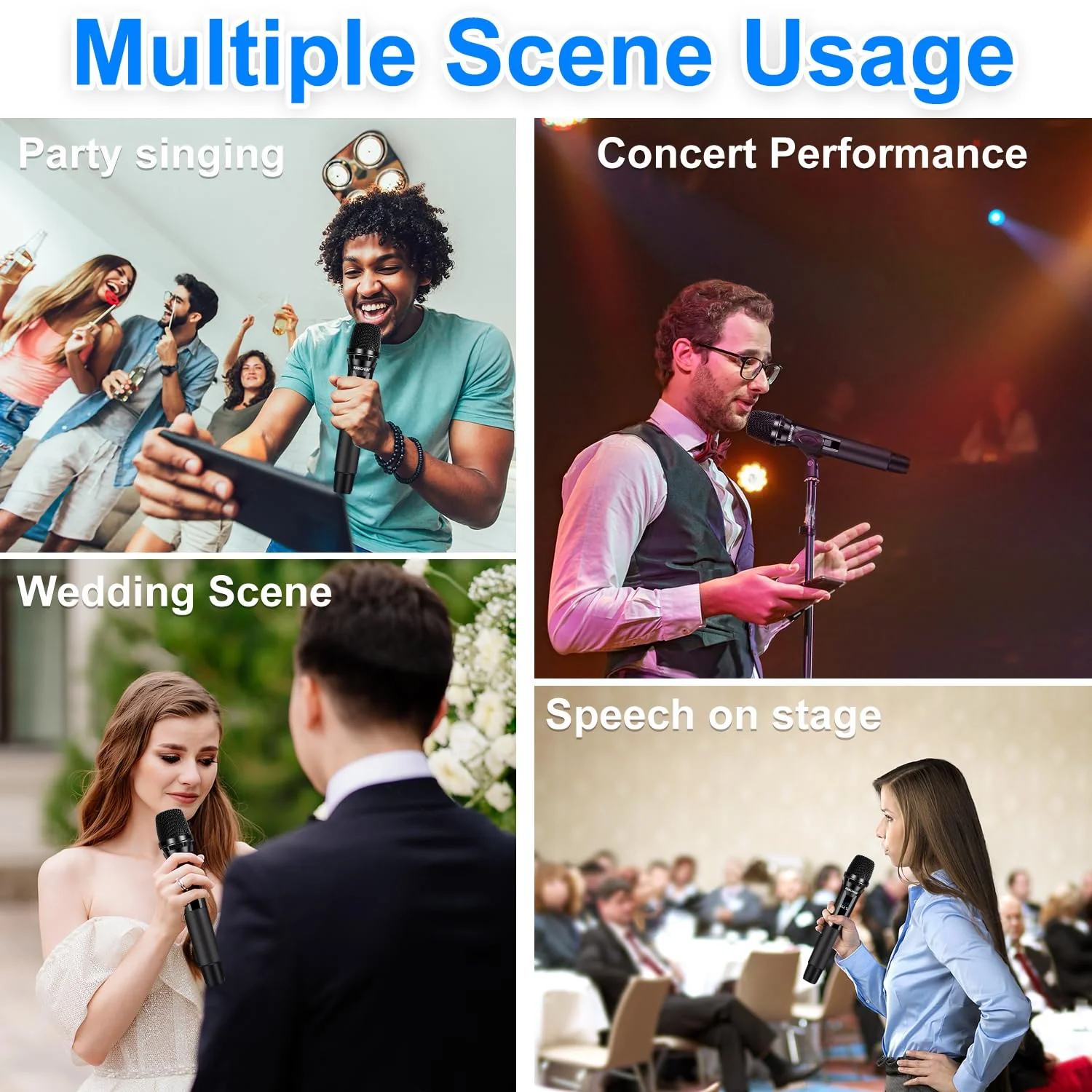 Wireless Rechargeable Metal Handheld UHF Karaoke Microphone, 160Ft Range, 2 Mics, 1 Receiver, 6-8Hrs Battery Life - Image 7
