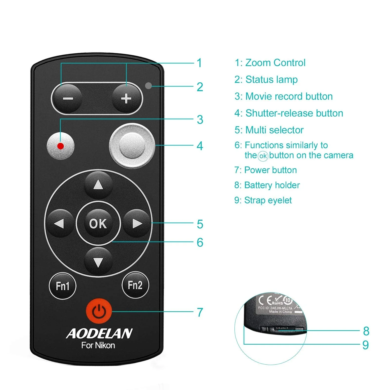 Wireless Remote Control Camera Shutter Release ML-L7A for Nikon COOLPIX B600,A1000,P1000,Z50, Z30,Z7 II,Z fc,Replace Nikon ML-L7 - Image 9