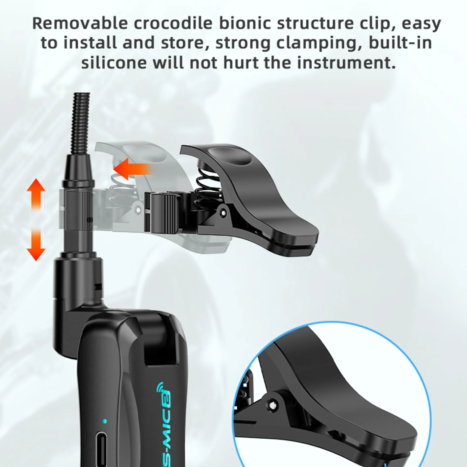 Wireless Saxophone Microphone System, Clip-On Instrument Mic for Saxophone Trumpet Trombone Flute, Unidirectional Gooseneck Pickup, 360° Adjustable Clip, Low Latency Long Battery for Performance - Image 6