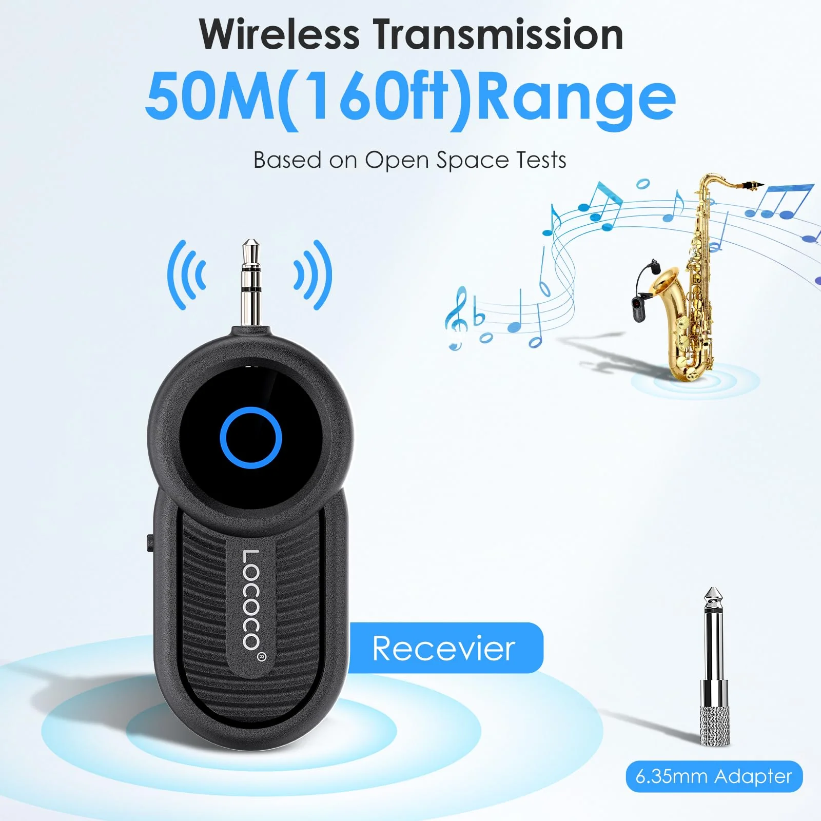 Wireless Saxophone Microphone System for Instruments: UHF Rechargeable Instruments Microphone Receiver and Transmitter - 160ft Range. Plug and Play - Clip-on Mics Suitable for Sax Trumpet, Trombone LG-06 - Image 2