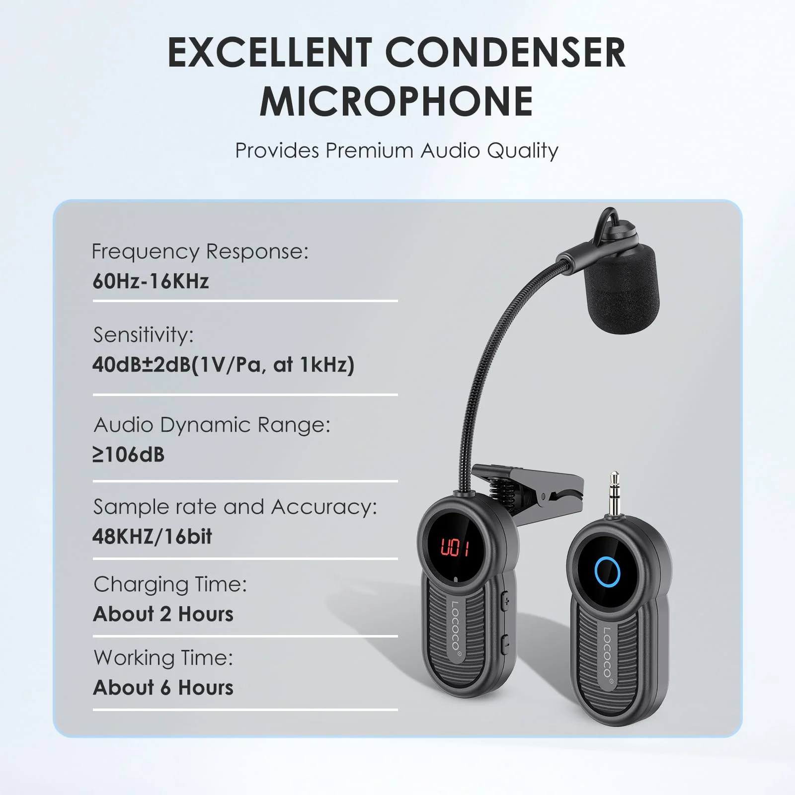 Wireless Saxophone Microphone System for Instruments: UHF Rechargeable Instruments Microphone Receiver and Transmitter - 160ft Range. Plug and Play - Clip-on Mics Suitable for Sax Trumpet, Trombone LG-06 - Image 4