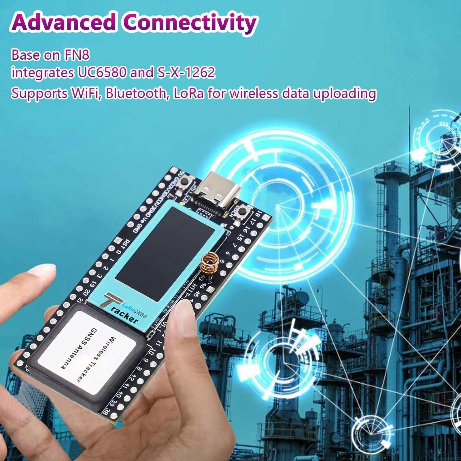 Wireless Tracker ESP LCD Display Binghe 868 MHz Wireless Tracker Supports WiFi Bluetooth / LoRa / Gnss / Tracking and Positioning GPS Type C Connection with 2.4GHz Metal Spring Antenna - Image 2