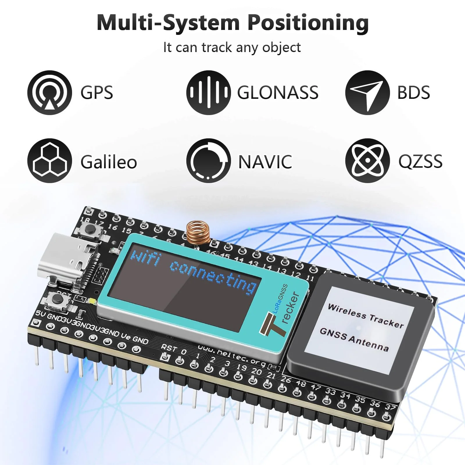 Wireless Tracker ESP LCD Display Binghe 868 MHz Wireless Tracker Supports WiFi Bluetooth / LoRa / Gnss / Tracking and Positioning GPS Type C Connection with 2.4GHz Metal Spring Antenna - Image 6