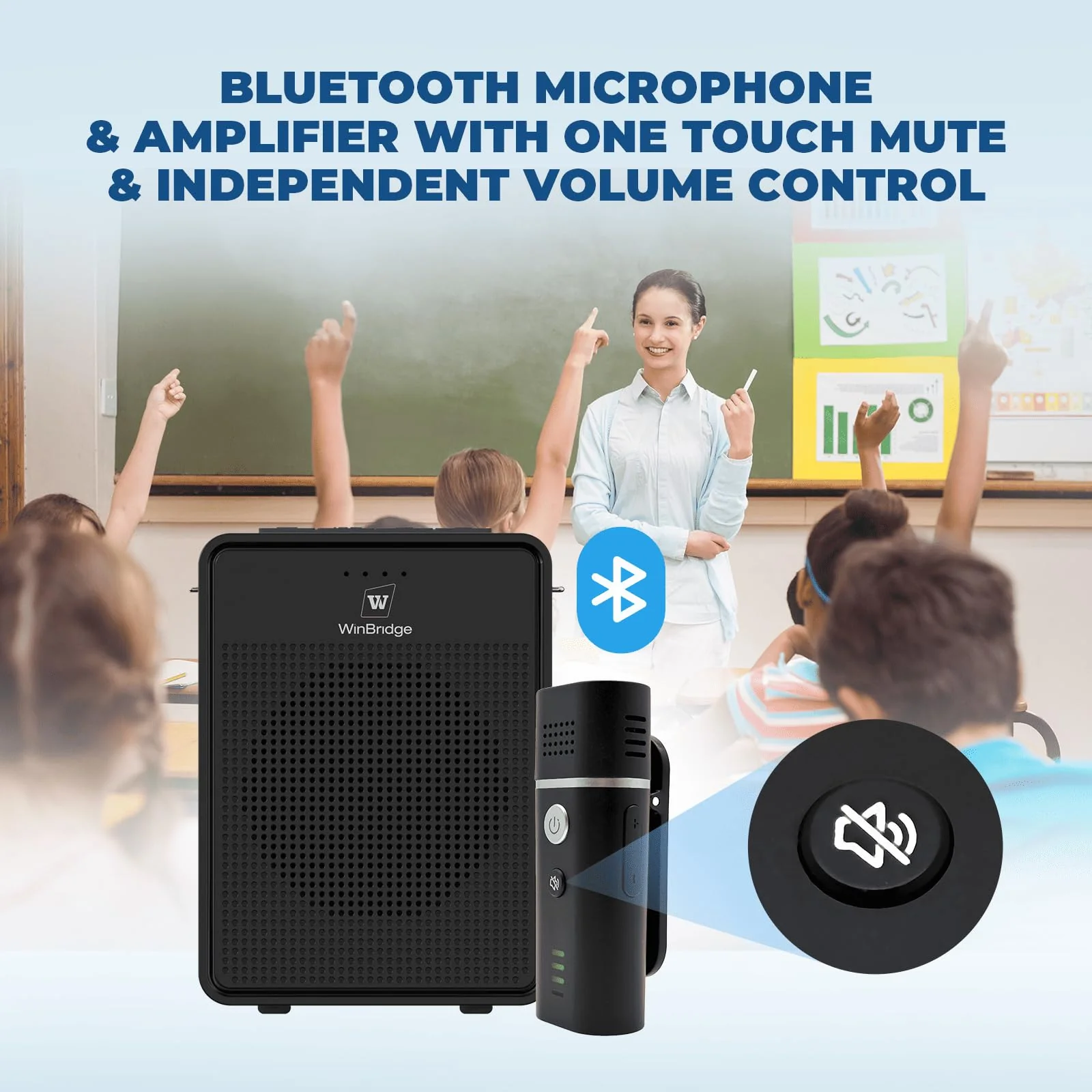 Wireless Voice Amplifier with Bluetooth Lavalier Microphone, Professional Noise Reduction Portable Microphone with Speaker, Mini Megaphone with Clip on/Lapel Mic for Teachers Classroom Tour Guide B006 - Image 5