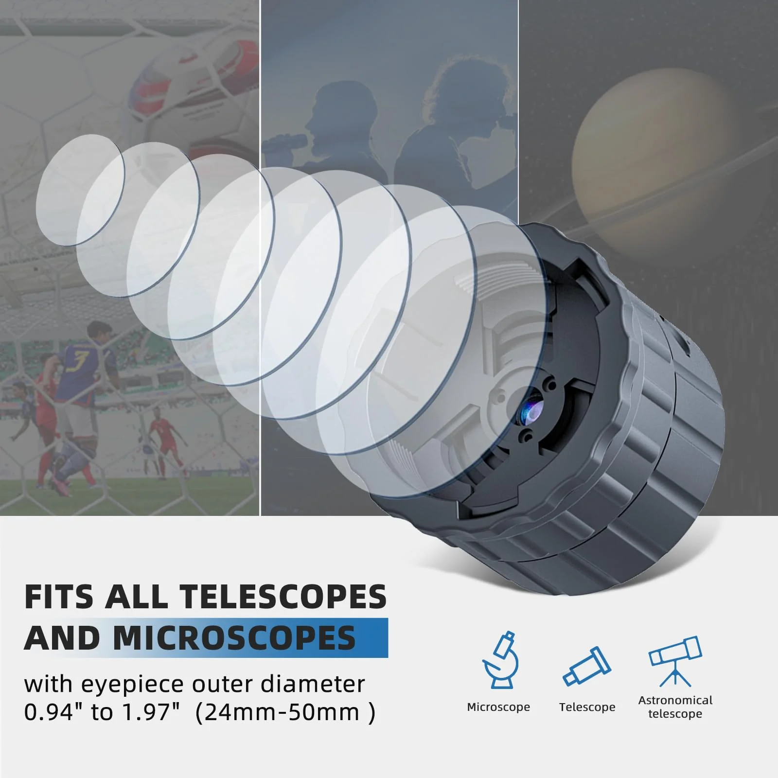 Wireless WiFi Electronic Eyepiece Telescope Eyepiece Camera 32GB Video Recording Digital Telescope Camera Electronic Eyepiece, Telescope Accessories for 24mm-50mm Optical Telescopes and Microscope - Image 2