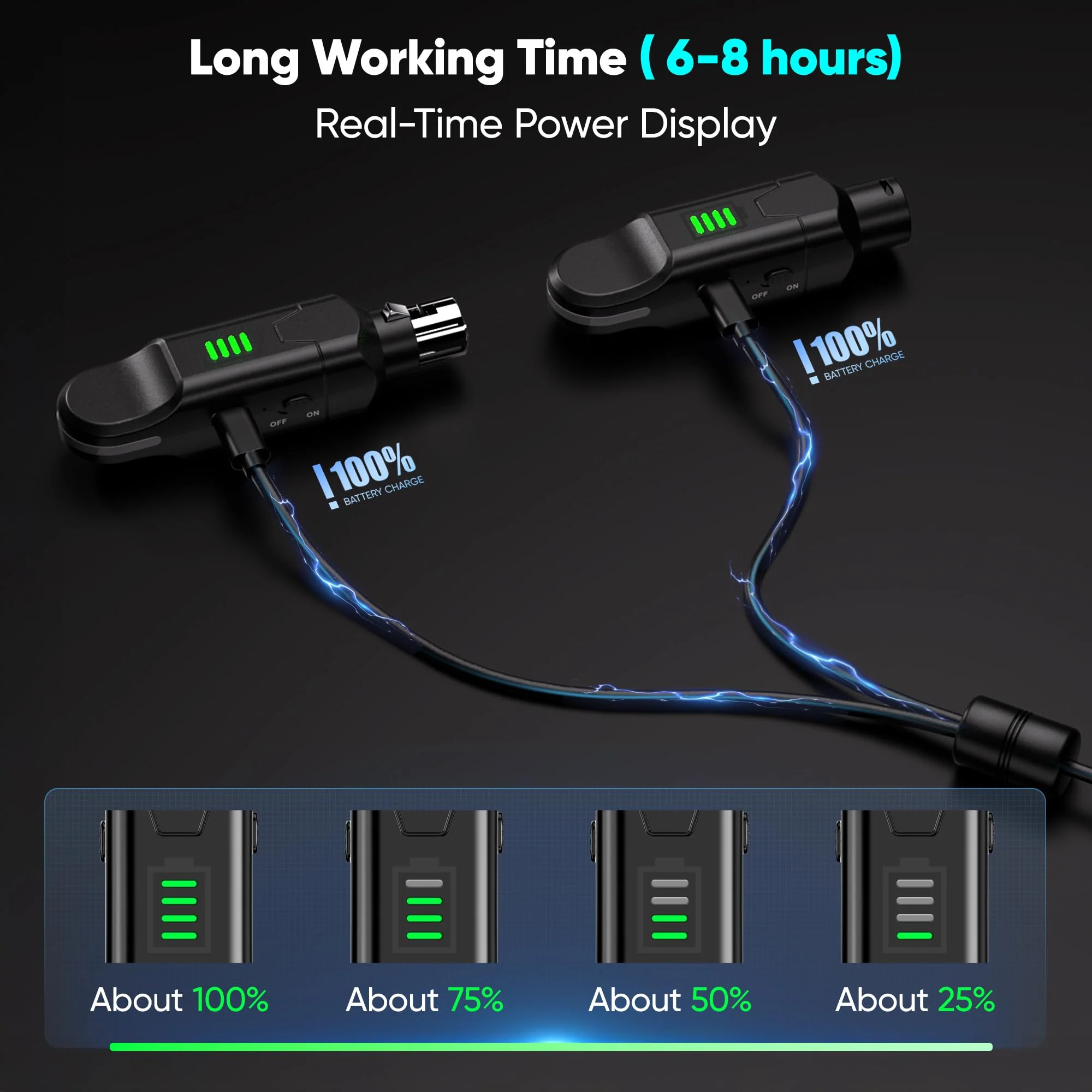 Wireless XLR Transmitter and Receiver - 2.4GHz Wireless Microphone System, 100ft Range, 48V Phantom Power, Ultra-Low Latency for Live Performance, Streaming, Recording - Image 5