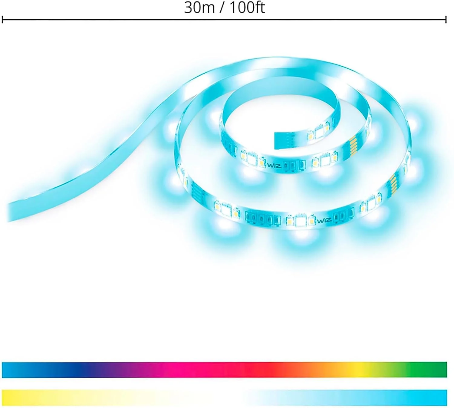 WiZ Connected Smart Light Strip - Sunset to Sunrise Automation + Preset Light Modes + Control with Voice or App, Full Color RGB, 100 ft Cut to Fit - Image 2