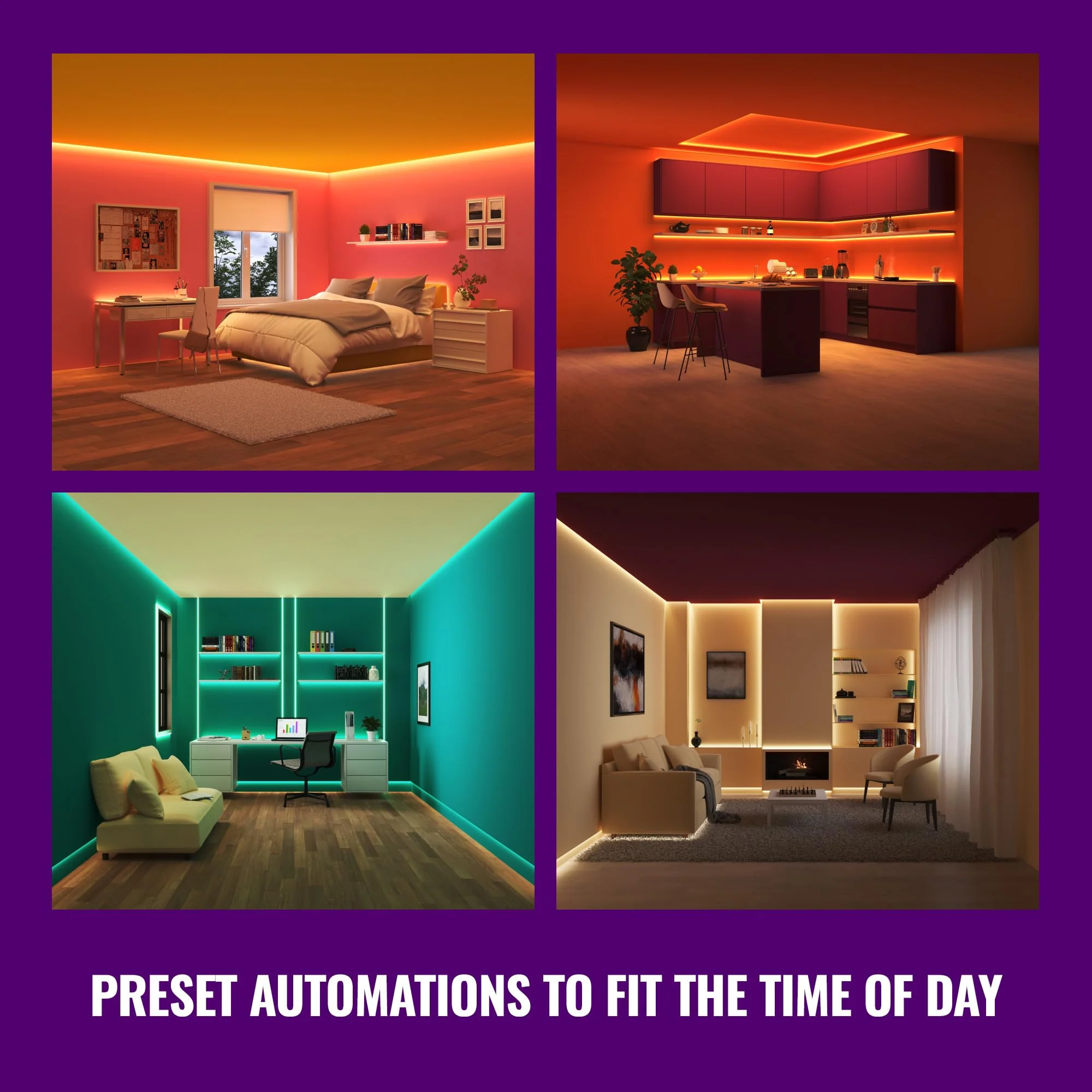 WiZ Connected Smart Light Strip - Sunset to Sunrise Automation + Preset Light Modes + Control with Voice or App, Full Color RGB, 100 ft Cut to Fit - Image 4