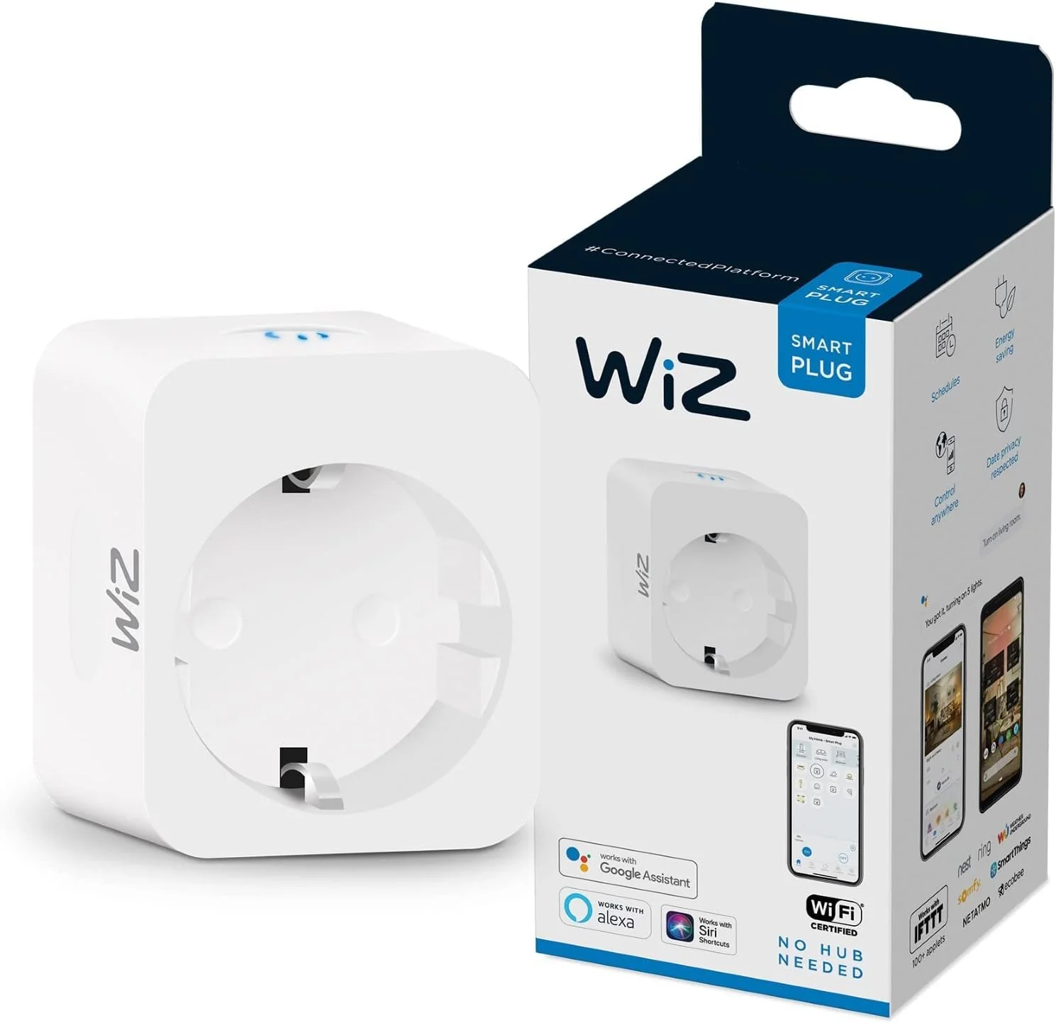 WiZ Smart Plug - Smart Plug - App / Voice Control via Wi-Fi - Single Pack - White Without power consumption meter