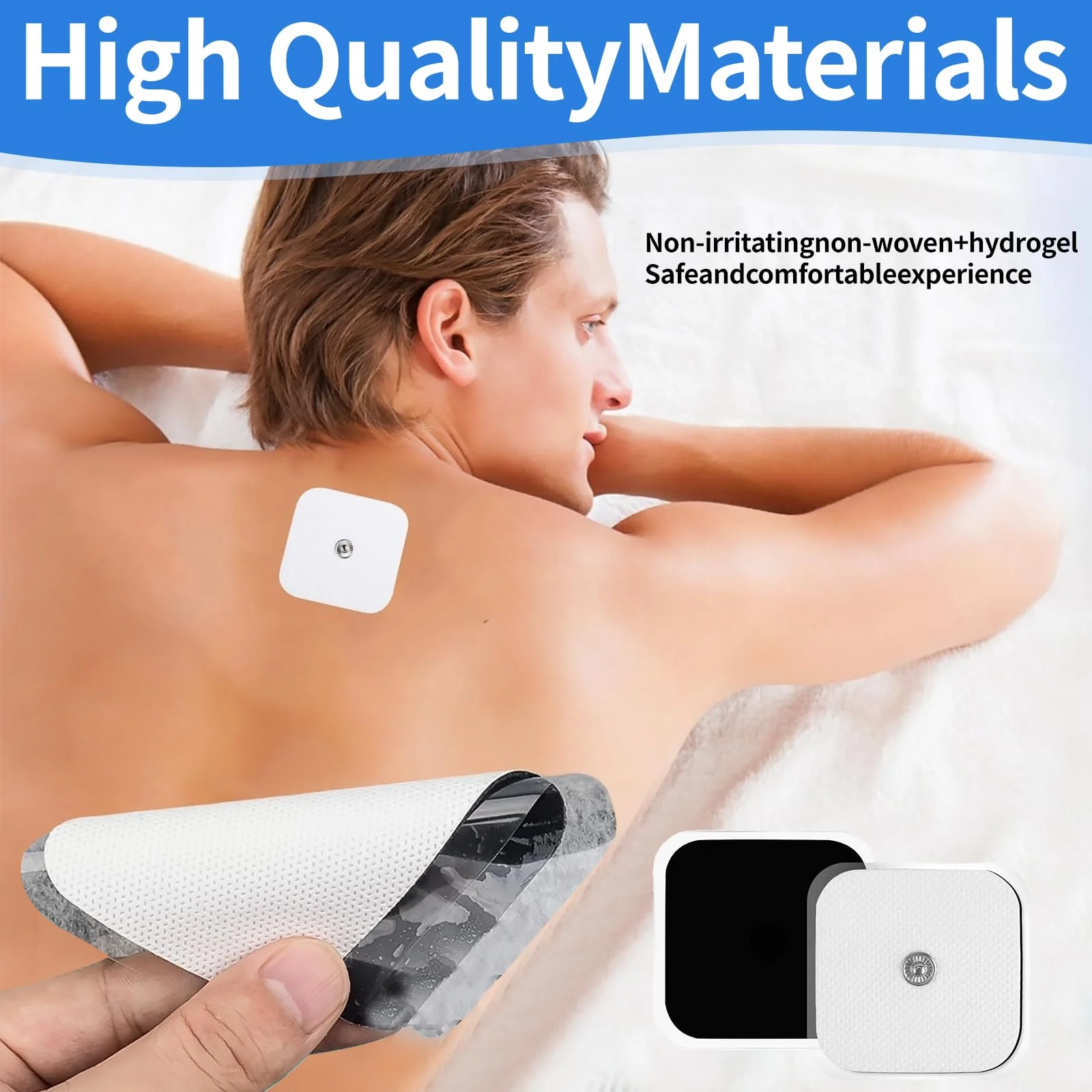 Wjelet Pack of 35 Adhesive Electrodes for Tens Electrode Pads, Electrode Pads 5 x 5 cm, Self-Adhesive and Reusable with 3.5 mm Snap Push Button, Compatible with TENS Devices and EMS Trainers - Image 3