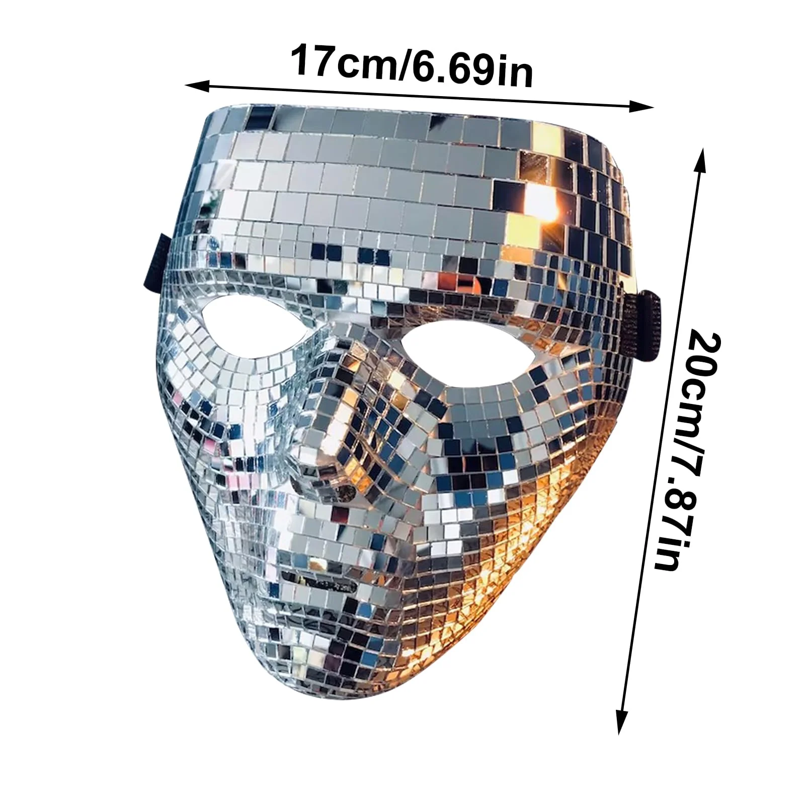 Wnvivi Disco Glitter Mask,6.7x7.8 Inch,Masquerade Mirror Mask for Men and Women,Halloween Face Cover,Party Disco Masks(6.7x7.8inch) - Image 4