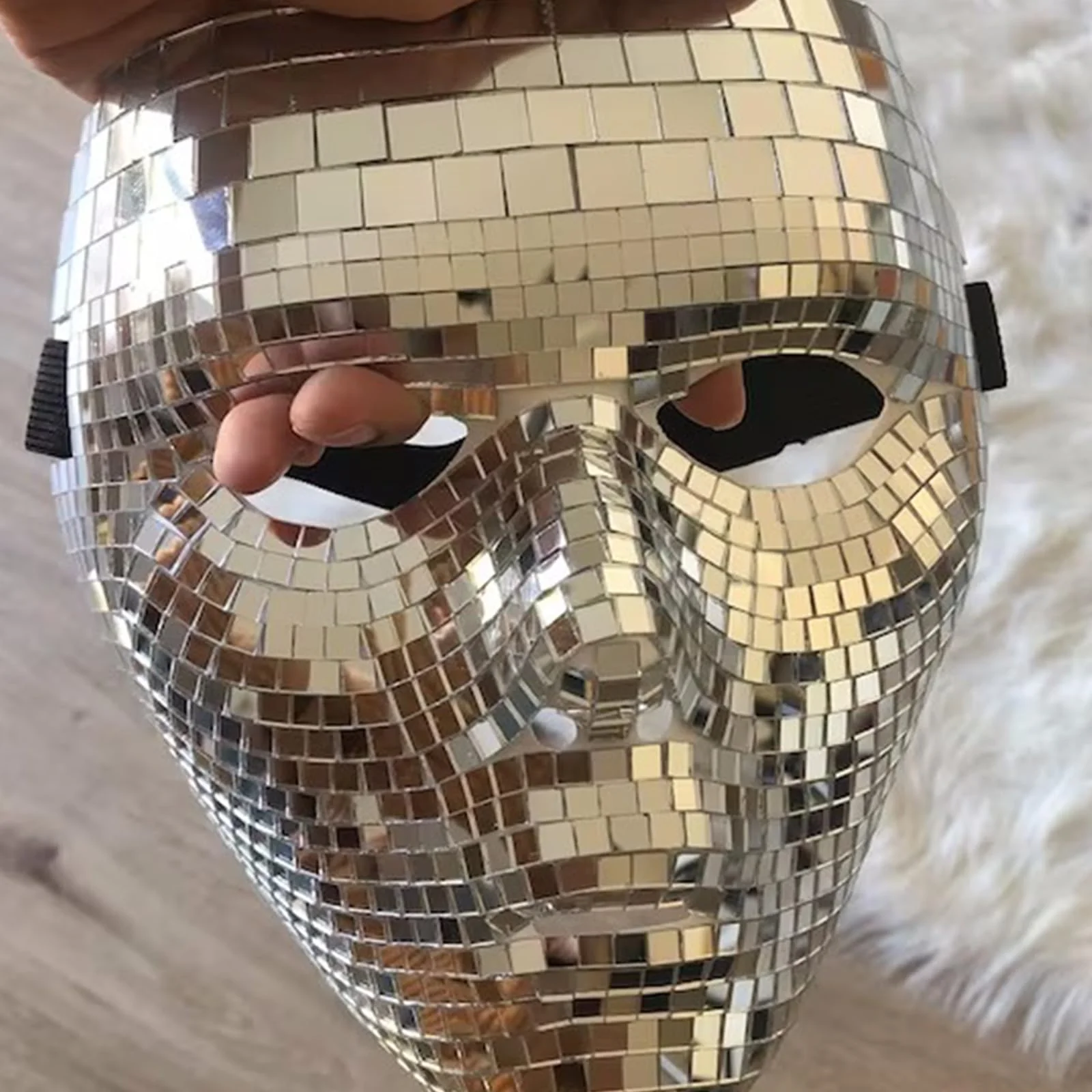 Wnvivi Disco Glitter Mask,6.7x7.8 Inch,Masquerade Mirror Mask for Men and Women,Halloween Face Cover,Party Disco Masks(6.7x7.8inch) - Image 6