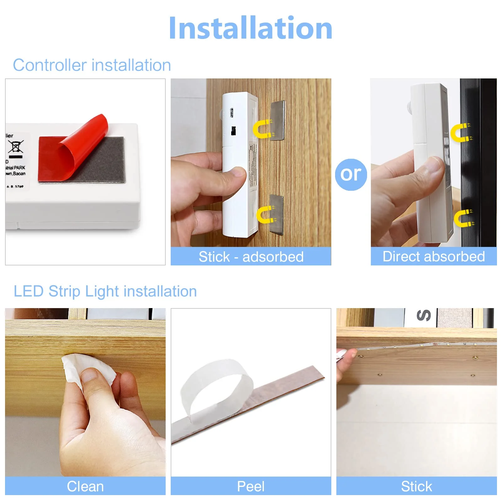 WOBANE Dual Motion Sensor Stair Lights Strip, Rechargeable 16.4ft LED Strip Lighting,150 LEDs Cuttable Tape Light for Hallway,Under Cabinet,Cupboard,Shelves,Gun Safe,Flexible,6000K White 16.4ft White - Image 6