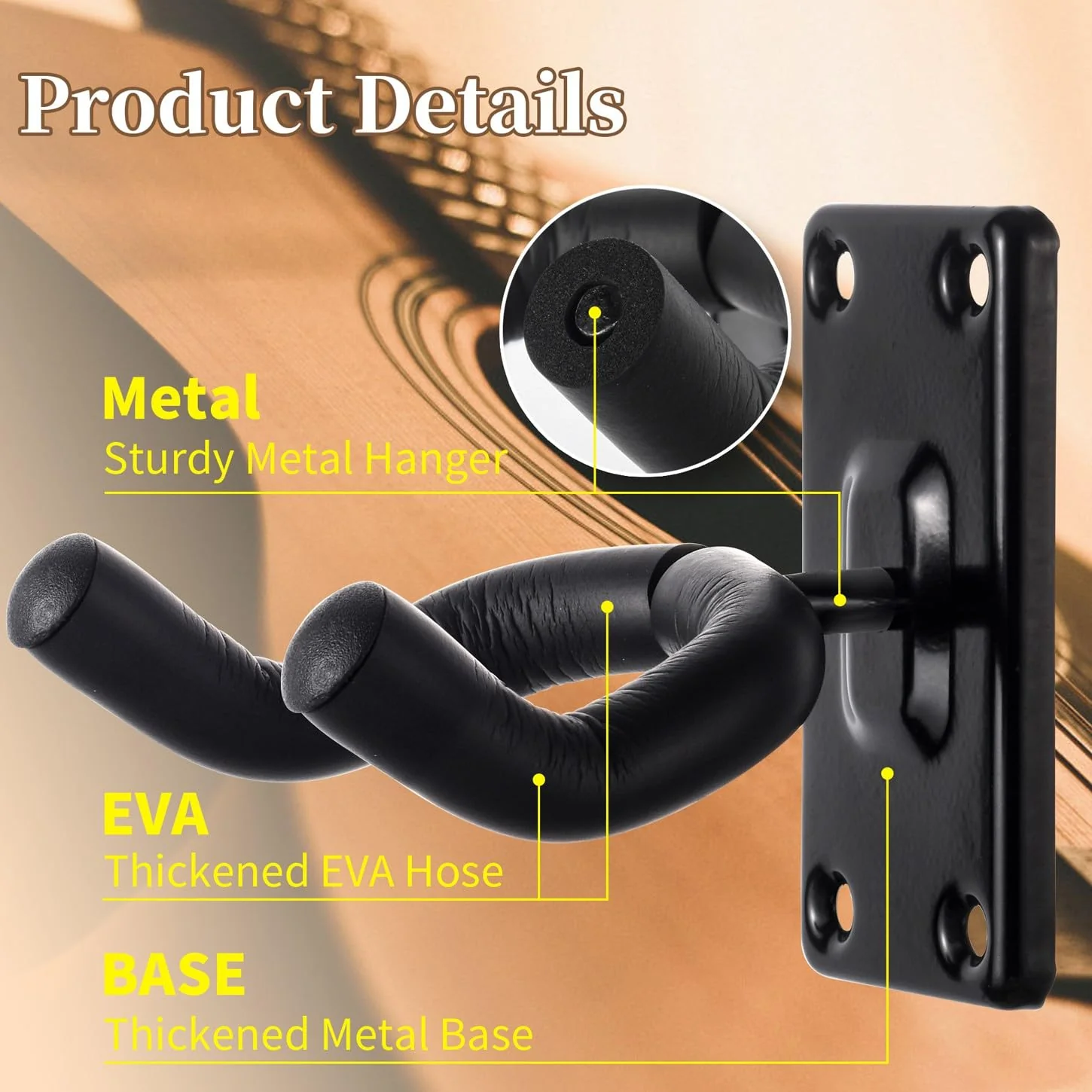 WOGOD Guitar Wall Mount Hangers 5 Pack Hanging Guitar Mount for Acoustic Electric Guitar Hanger Wall Mount Stylish Guitar Wall Mount - Image 4