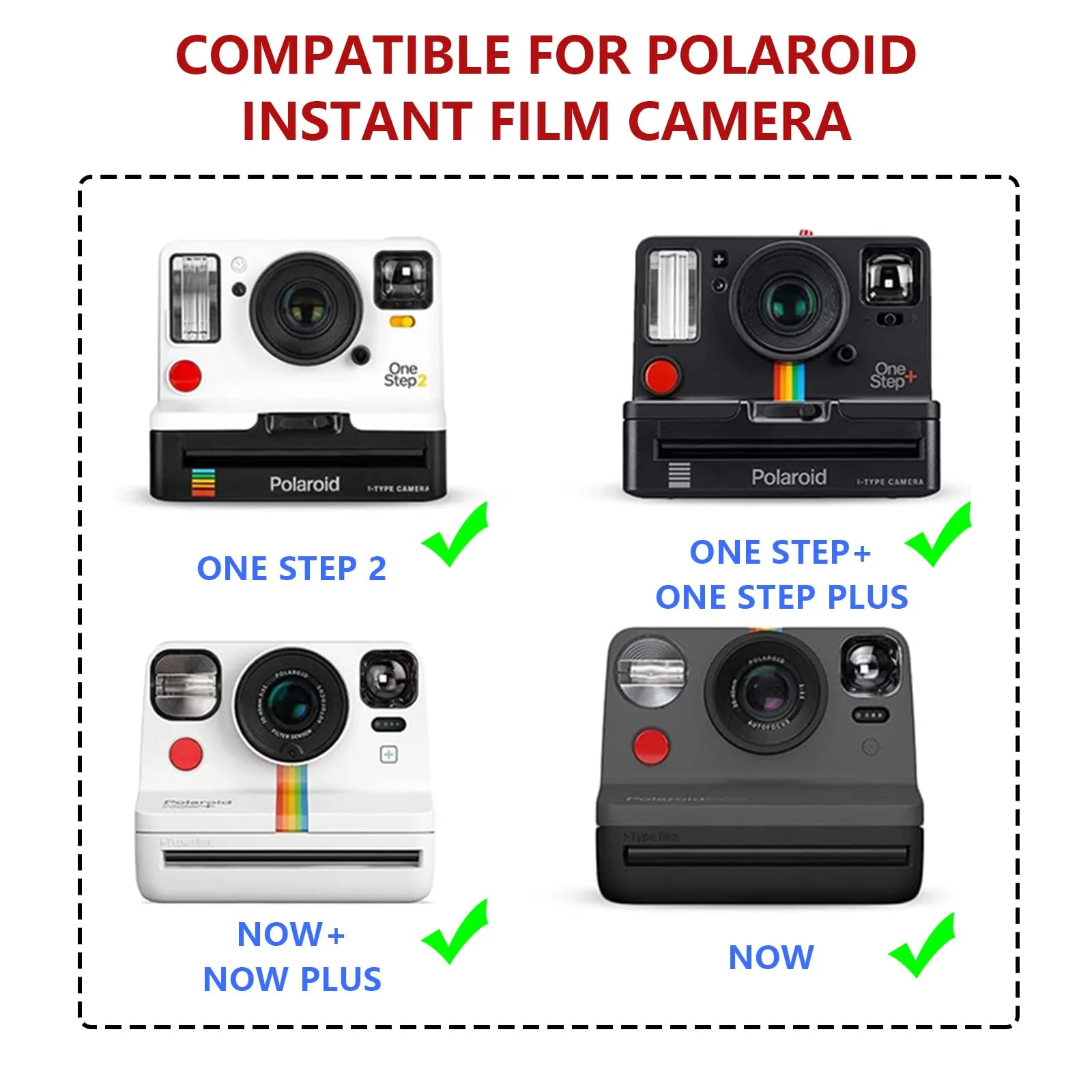 WOGOZAN Camera Case Kit for Polaroid Now 2nd/3rd, Now+ Gen 2/3rd, I-Type, OneStep, FILP, Instant Camera, Protective Case with Lens Cap and Lens Cover Sticker, 28 Photo Album (Black) (No Camera) Black - Image 2