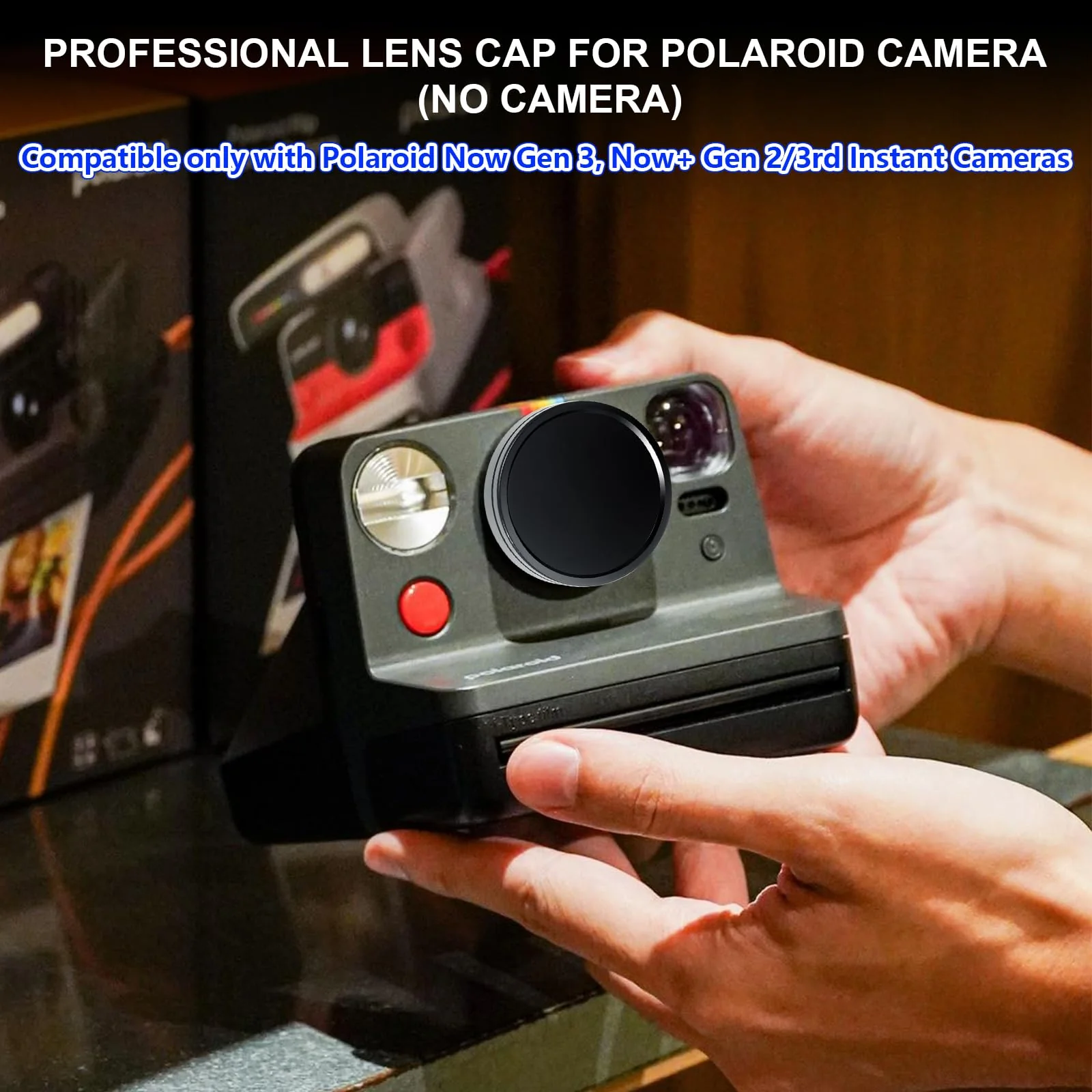 WOGOZAN Camera Case Kit for Polaroid Now 2nd/3rd, Now+ Gen 2/3rd, I-Type, OneStep, FILP, Instant Camera, Protective Case with Lens Cap and Lens Cover Sticker, 28 Photo Album (Black) (No Camera) Black - Image 5