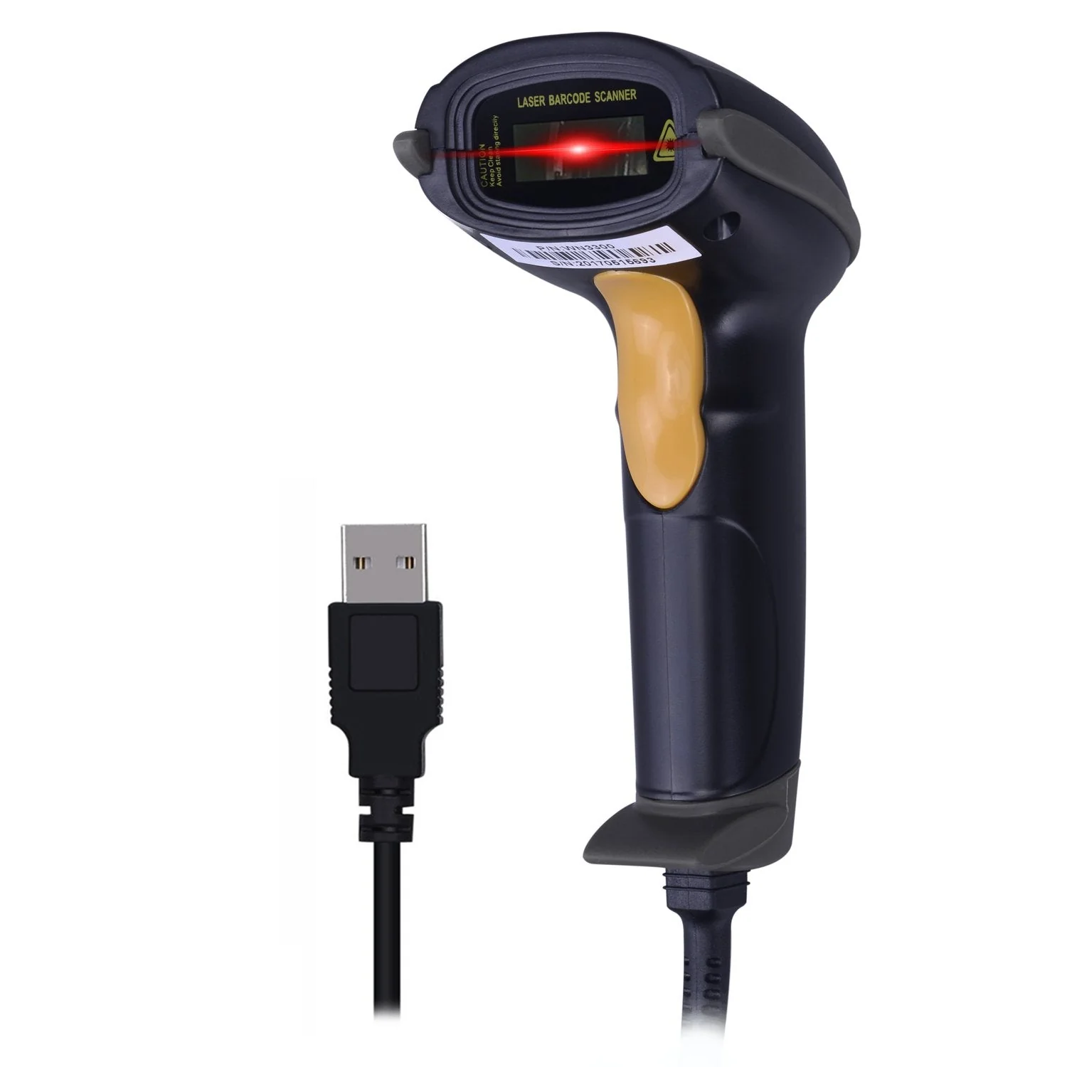 WoneNice USB Laser Barcode Scanner Wired Handheld Bar Code Scanner Reader Black - Image 2