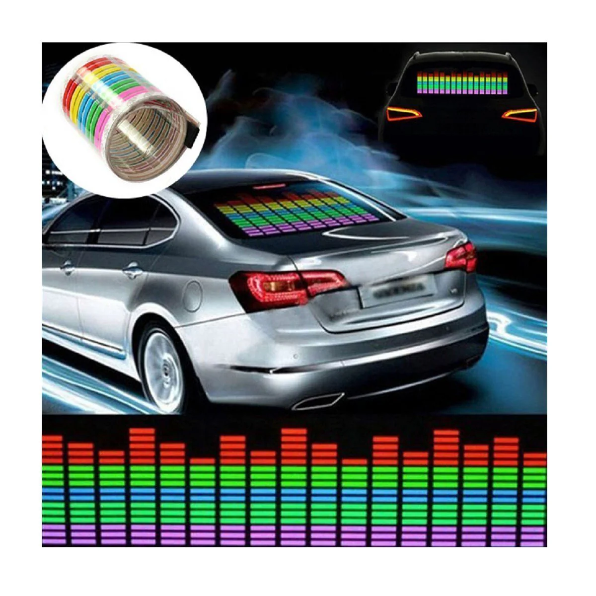 WONFAST® Sound Music Beat Activated Car Sticker Equalizer Rhythm LED Flash Light Audio Voice Rhythm Lamp (90x25cm) 90x25cm - Image 9