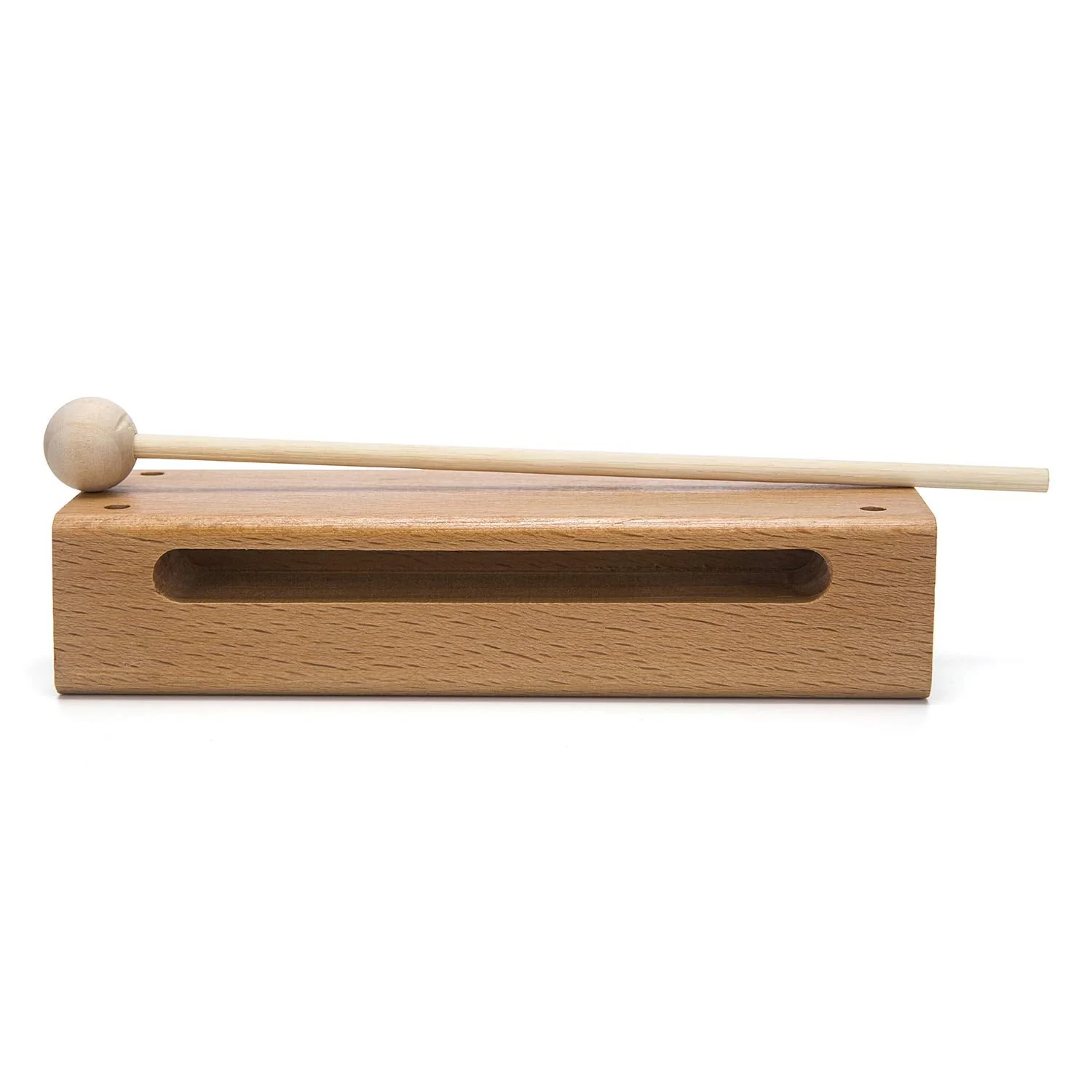 Wood Block Musical Instrument with Mallet Solid Hardwood Percussion Rhythm Blocks - Image 4
