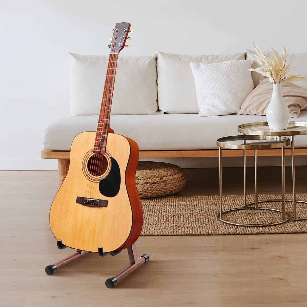Wood Guitar Stand, Acoustic Electric Wooden Guitar Floor Stand A-Frame Folding Guitar Stand for Bass, Mandolin, Banjo (Natural-High-Grade Solid Wood) Natural-High-Grade Solid Wood - Image 6