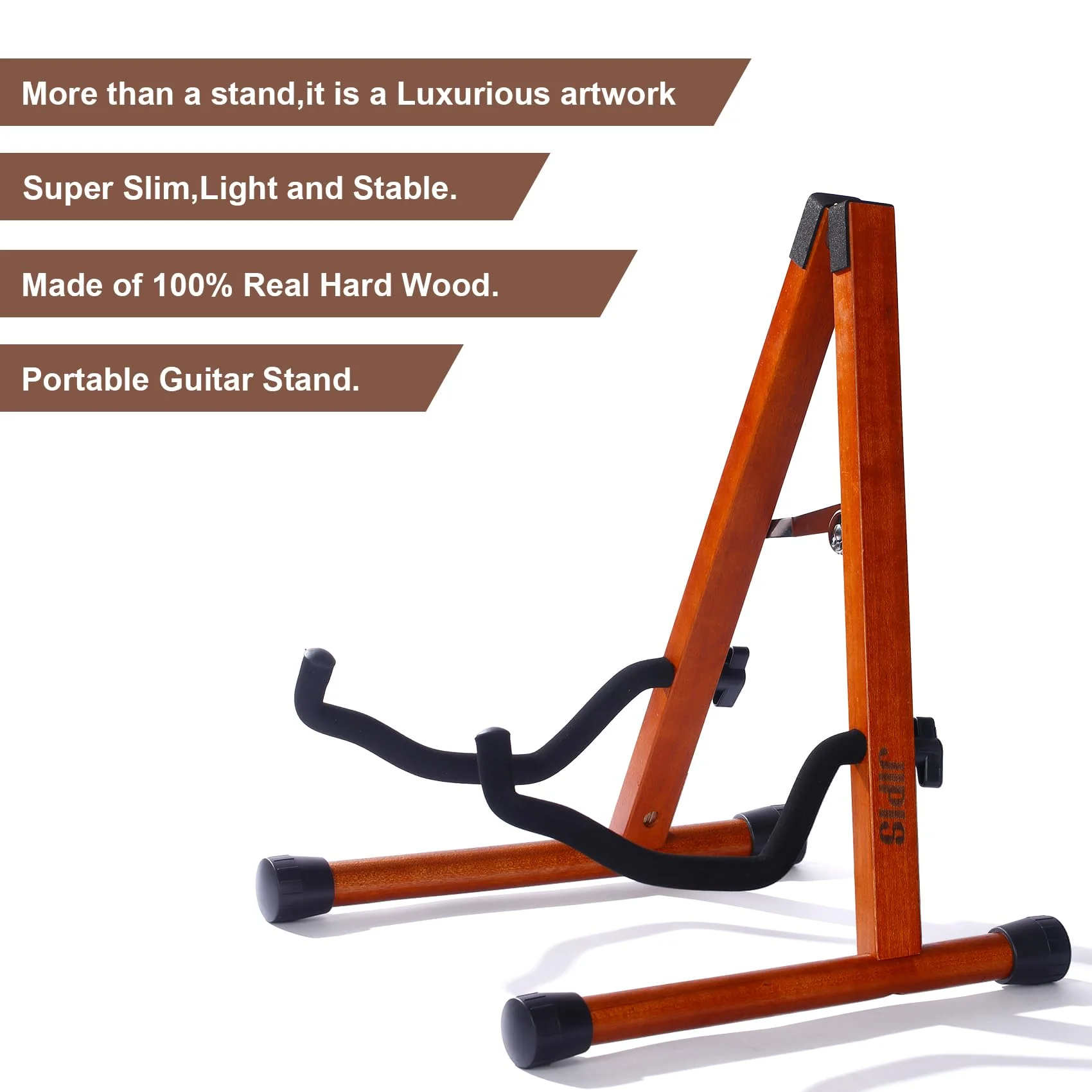 Wood Guitar Stand,Folding A- Frame Floor Guitar Rack for Guitars,Bass, Strings Instrument,Acoustic Guitar Display Rack (MA-38G Mahogany) MA-38G Mahogany - Image 3