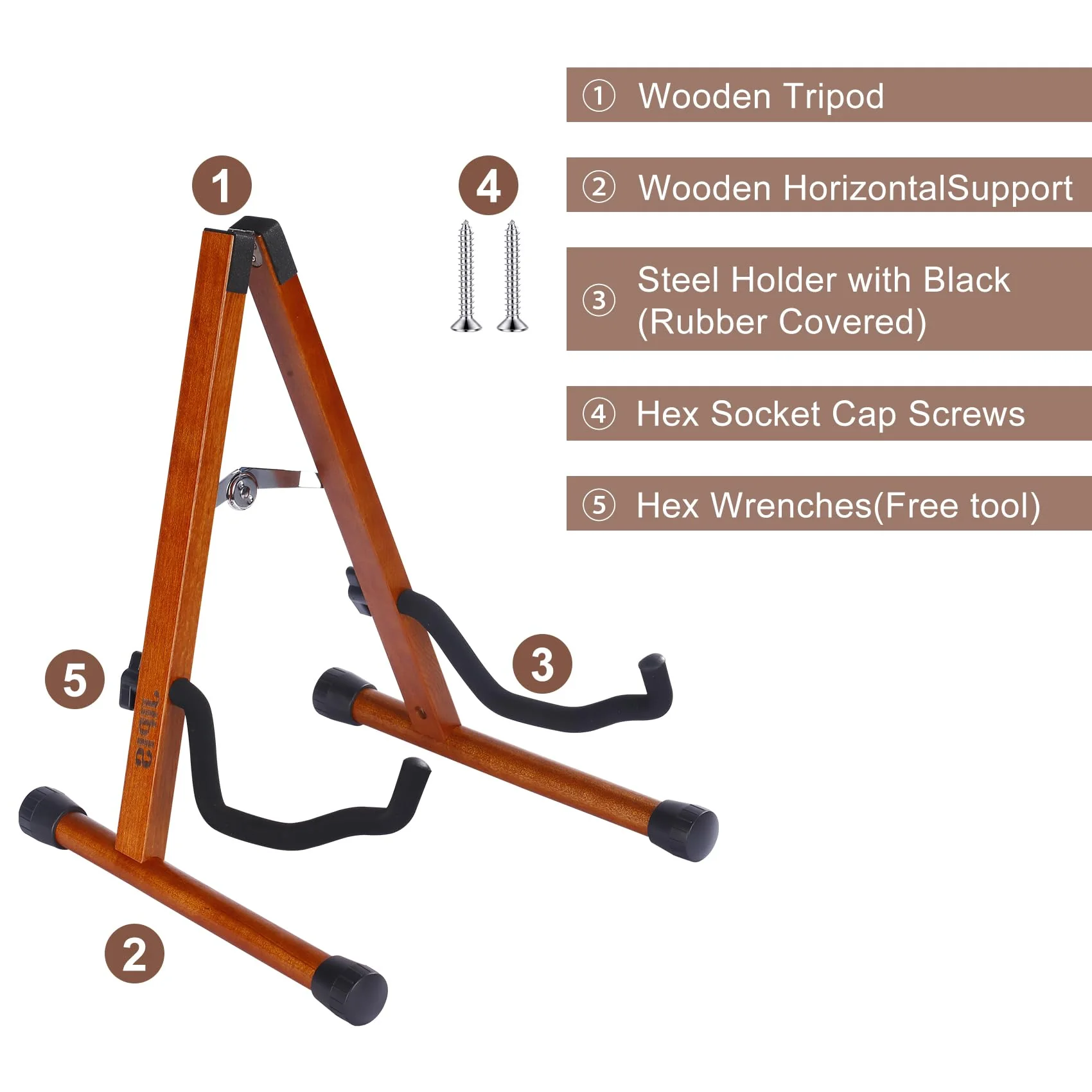 Wood Guitar Stand,Folding A- Frame Floor Guitar Rack for Guitars,Bass, Strings Instrument,Acoustic Guitar Display Rack (MA-38G Mahogany) MA-38G Mahogany - Image 4