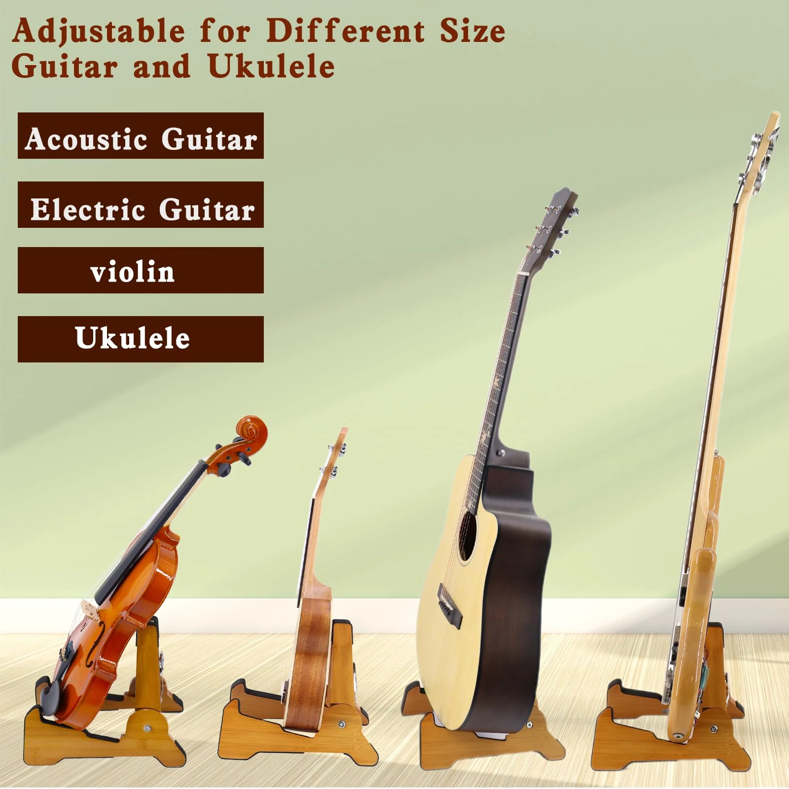 Wooden Electric Guitar Stand, X-Frame Style Guitar Stands Floor, Folding Guitar Stand for Acoustic Electric Classical Bass Guitars, Portable Instrument Holder with Soft Rubber Covering - Image 3