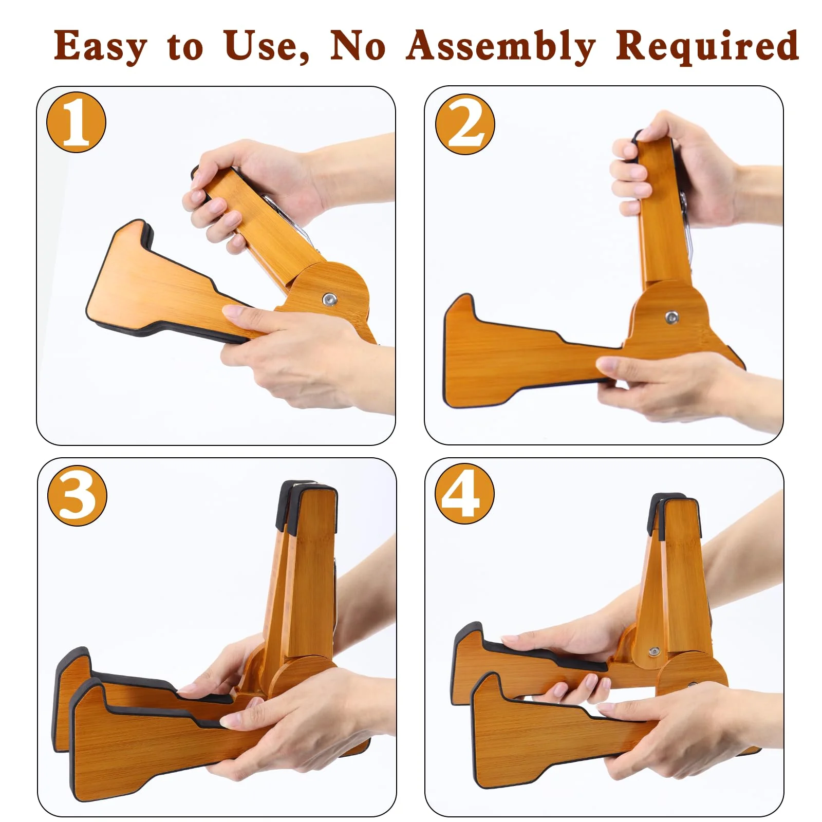 Wooden Electric Guitar Stand, X-Frame Style Guitar Stands Floor, Folding Guitar Stand for Acoustic Electric Classical Bass Guitars, Portable Instrument Holder with Soft Rubber Covering - Image 4
