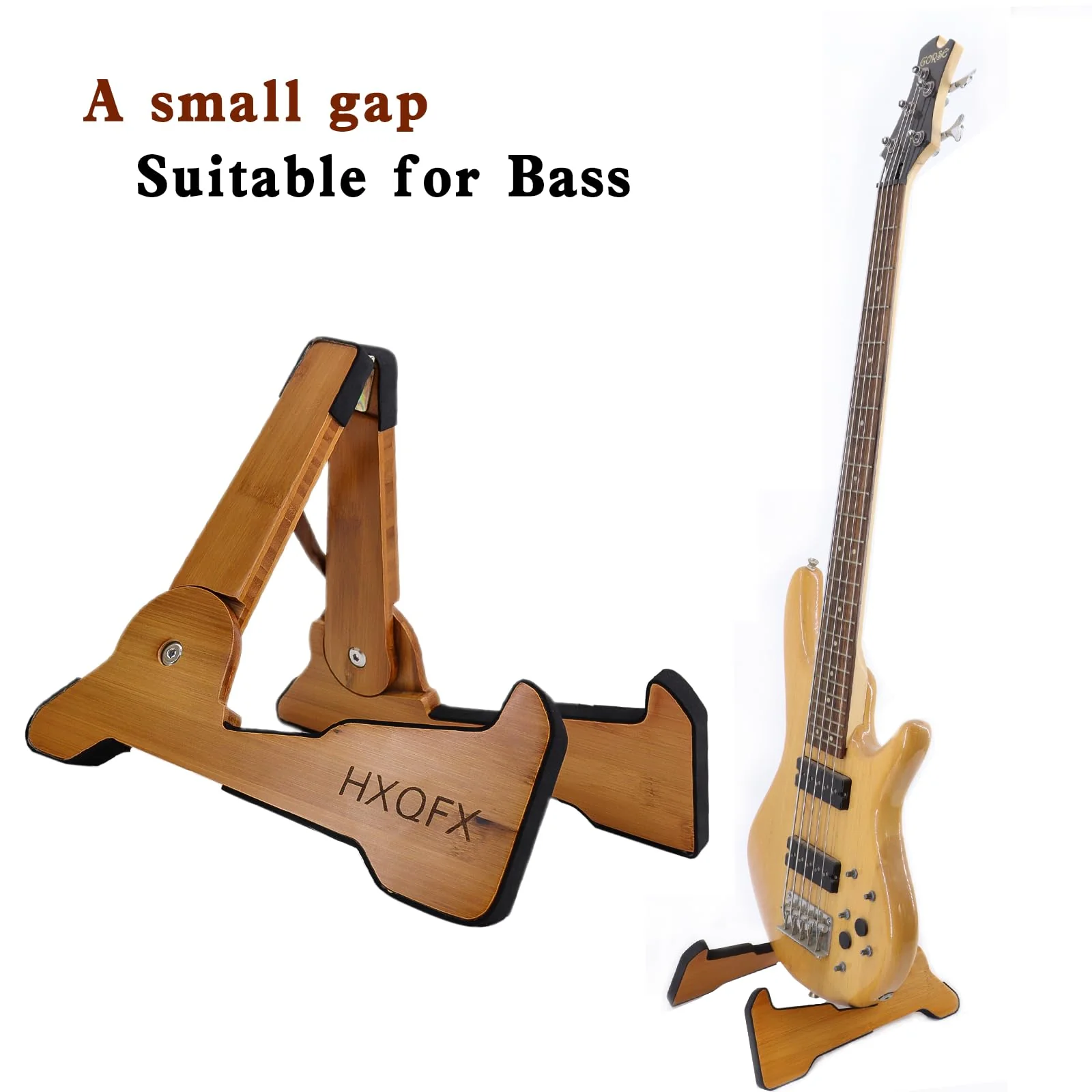 Wooden Electric Guitar Stand, X-Frame Style Guitar Stands Floor, Folding Guitar Stand for Acoustic Electric Classical Bass Guitars, Portable Instrument Holder with Soft Rubber Covering - Image 6