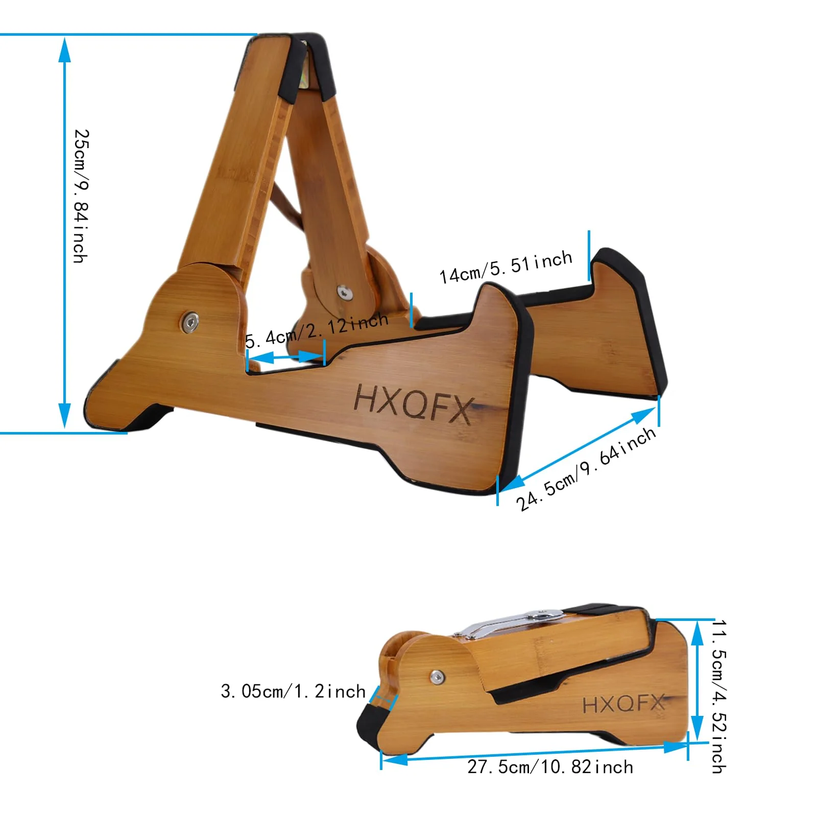 Wooden Electric Guitar Stand, X-Frame Style Guitar Stands Floor, Folding Guitar Stand for Acoustic Electric Classical Bass Guitars, Portable Instrument Holder with Soft Rubber Covering - Image 7