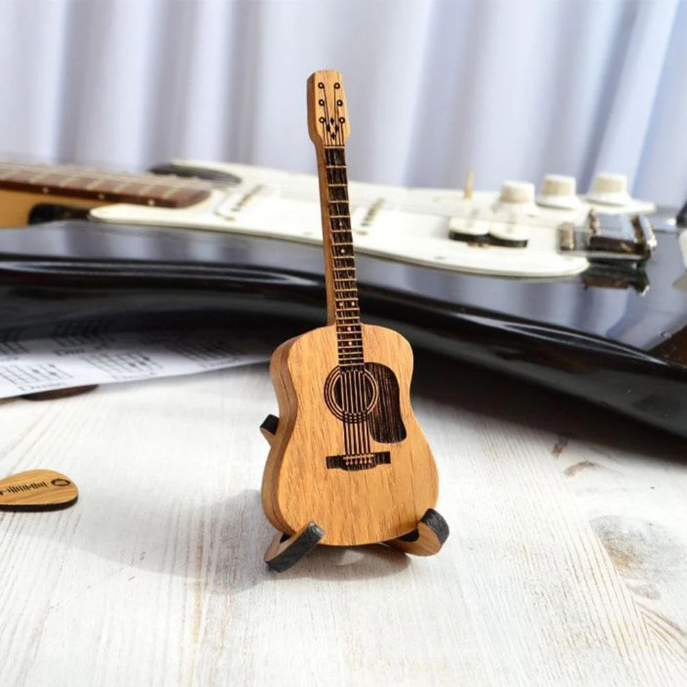 Wooden Guitar Pick Box with Stand,3PCS Unique Guitar Picks,Guitar Pick Holder Box,Musician Engraved Wooden Plectrum Case,Acoustic Guitar Box for Electric Bass Guitar Ukulele Lover - Image 3
