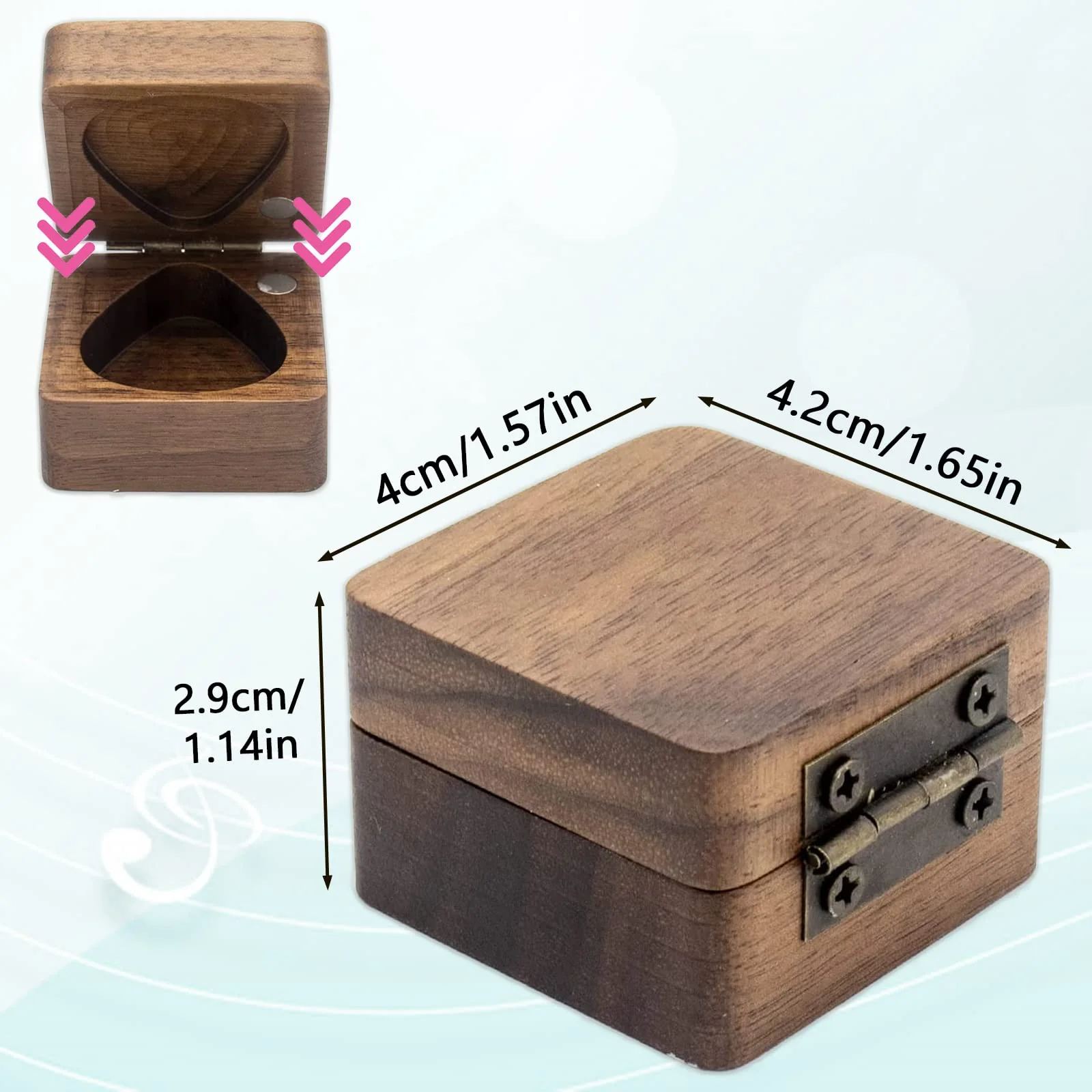 Wooden Guitar Pick Case, Personalized Guitar Pick Holder, Guitar Picks Case for for Musicians, Guitarists & Music Lovers - Image 2