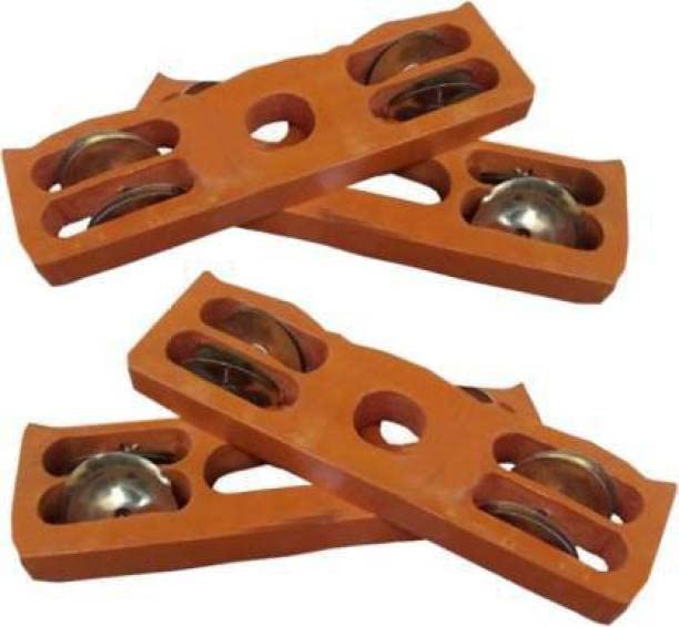 Wooden Manjira - Musical Instrument for Bhajan and Kirtans Thalam Dance A Premium Product Heavy Quality (1Pair) - Image 2